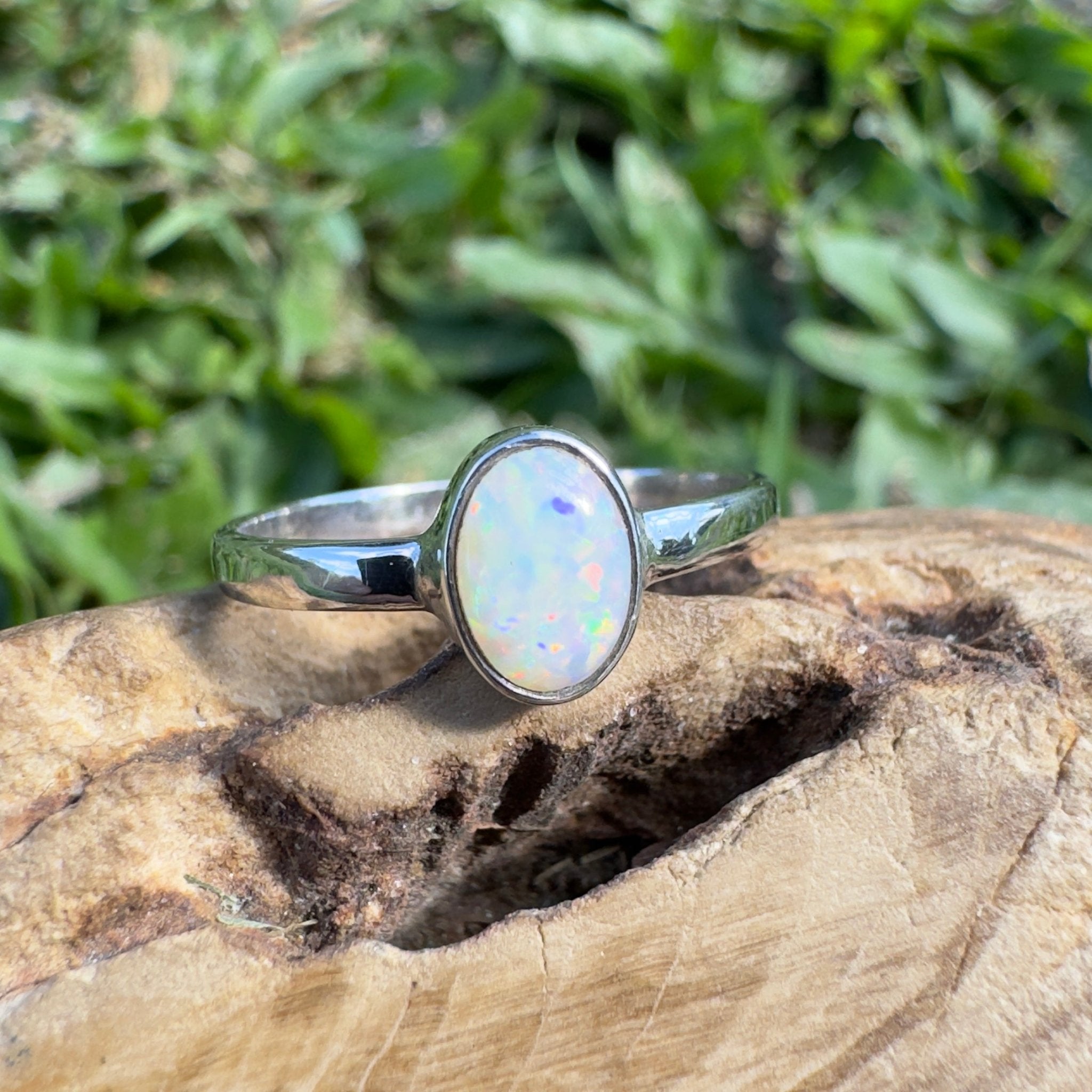 0.7ct Lightning Ridge Opal Ring ~ 'Kata Tjuta Fire' | 925 Sterling Silver | Solid Australian Opal