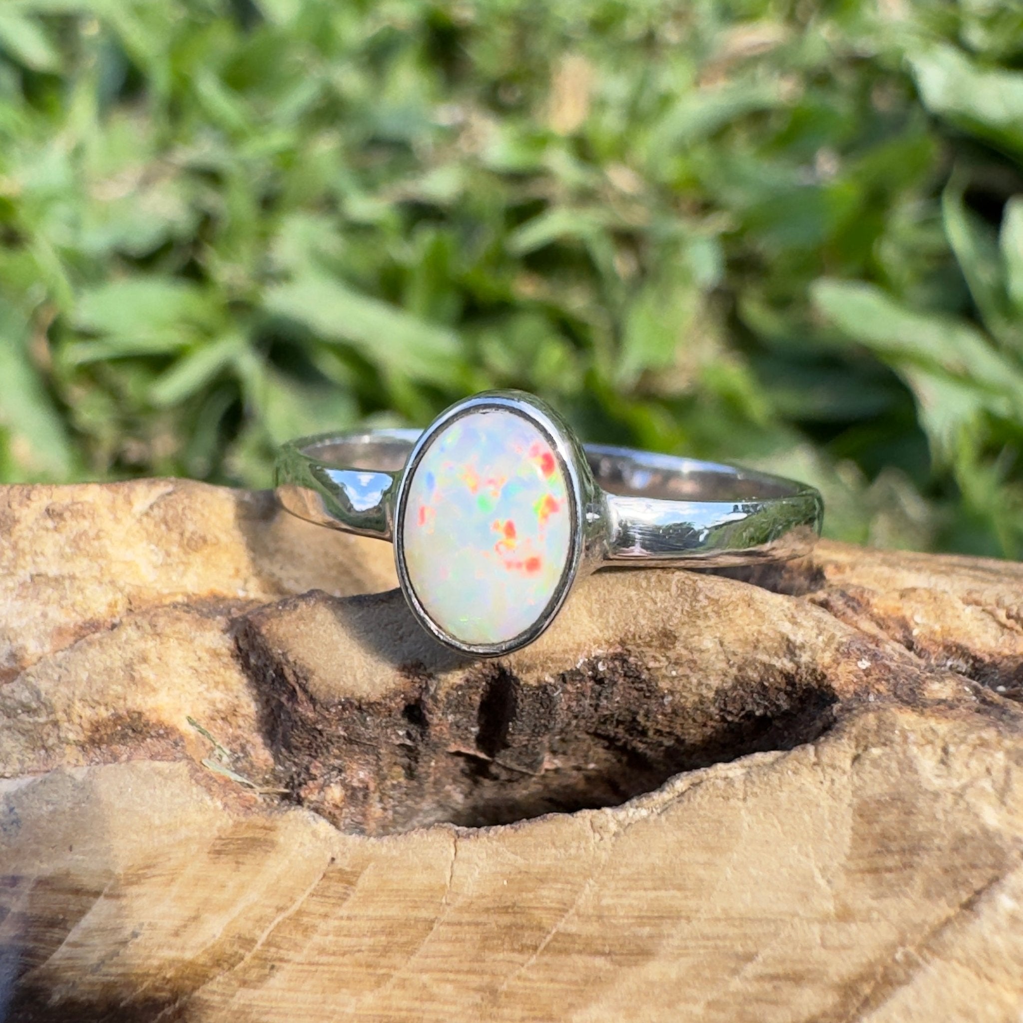 0.7ct Lightning Ridge Opal Ring ~ 'Kata Tjuta Fire' | 925 Sterling Silver | Solid Australian Opal
