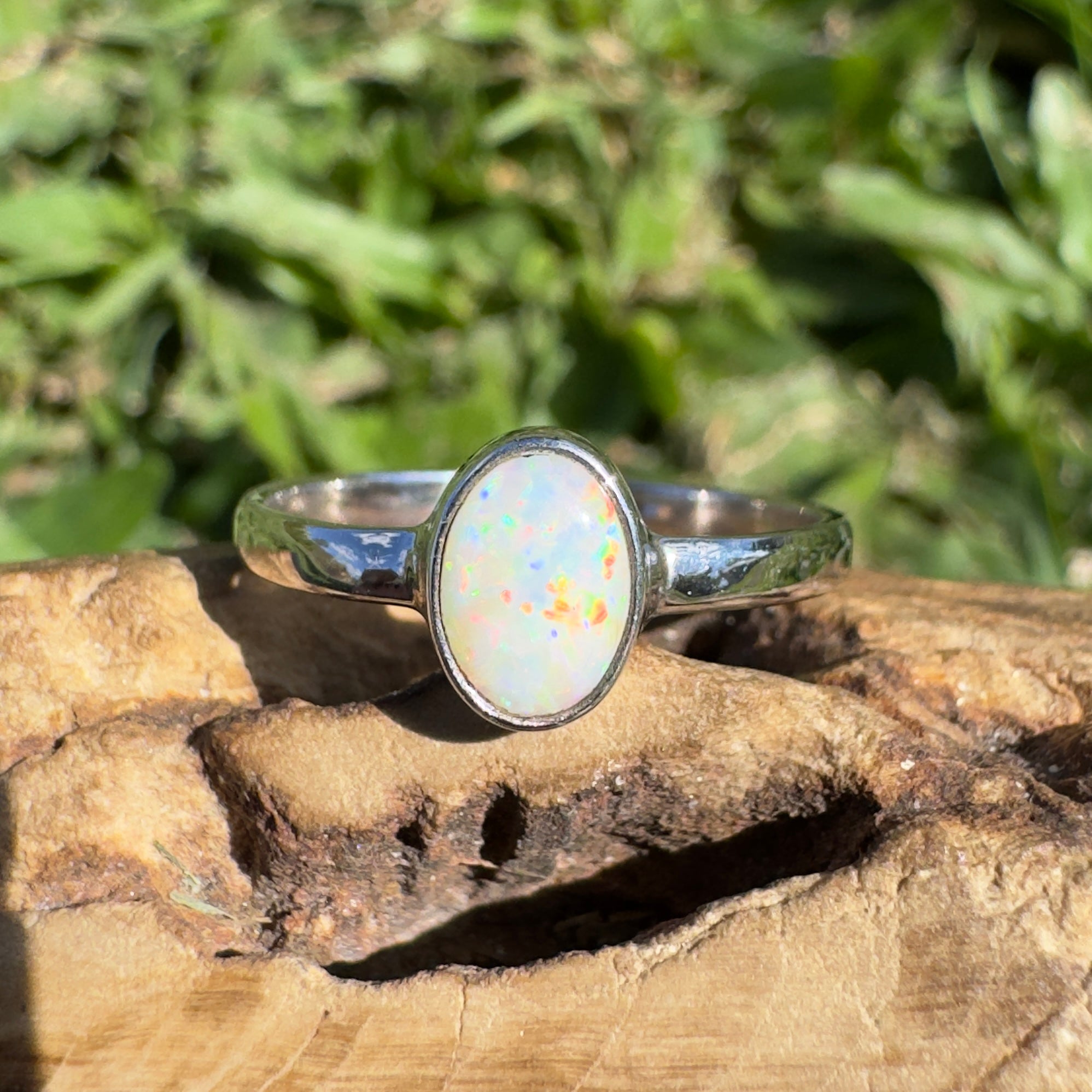 0.7ct Lightning Ridge Opal Ring ~ 'Kata Tjuta Fire' | 925 Sterling Silver | Solid Australian Opal