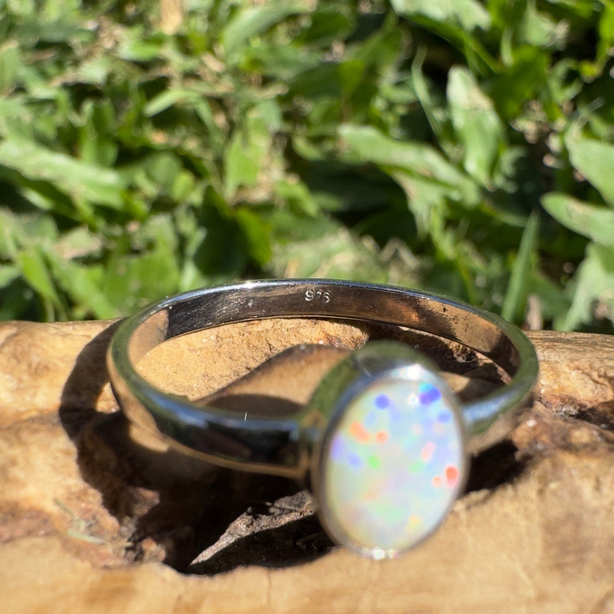 0.7ct Lightning Ridge Opal Ring ~ 'Kata Tjuta Fire' | 925 Sterling Silver | Solid Australian Opal