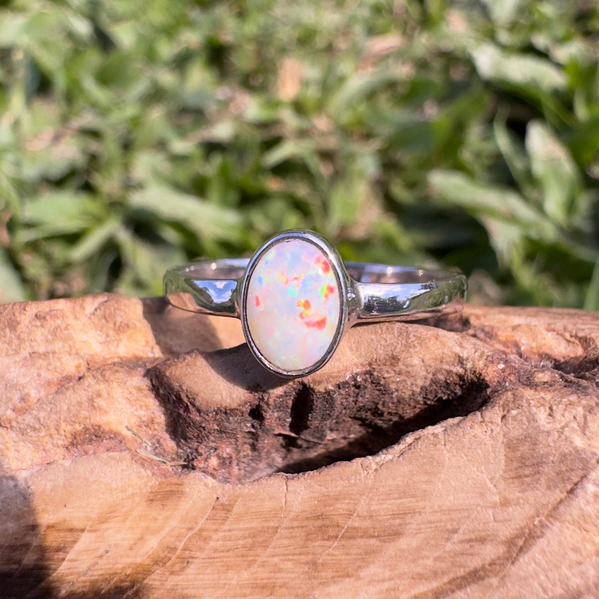 0.7ct Lightning Ridge Opal Ring ~ 'Kata Tjuta Fire' | 925 Sterling Silver | Solid Australian Opal