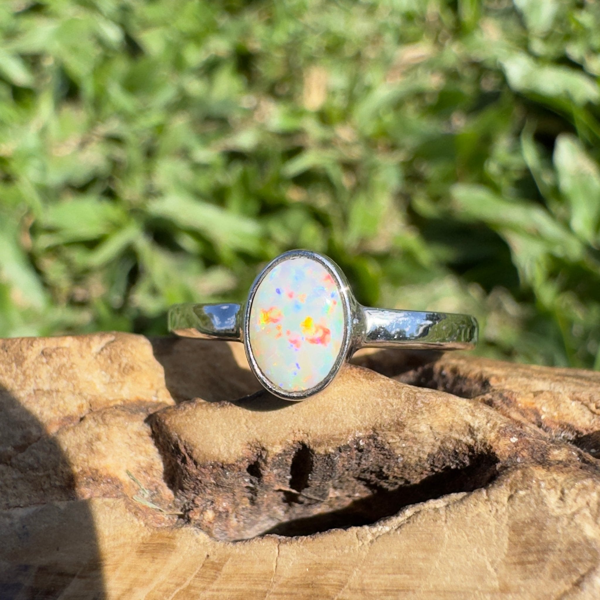 0.7ct Lightning Ridge Opal Ring ~ 'Kata Tjuta Fire' | 925 Sterling Silver | Solid Australian Opal