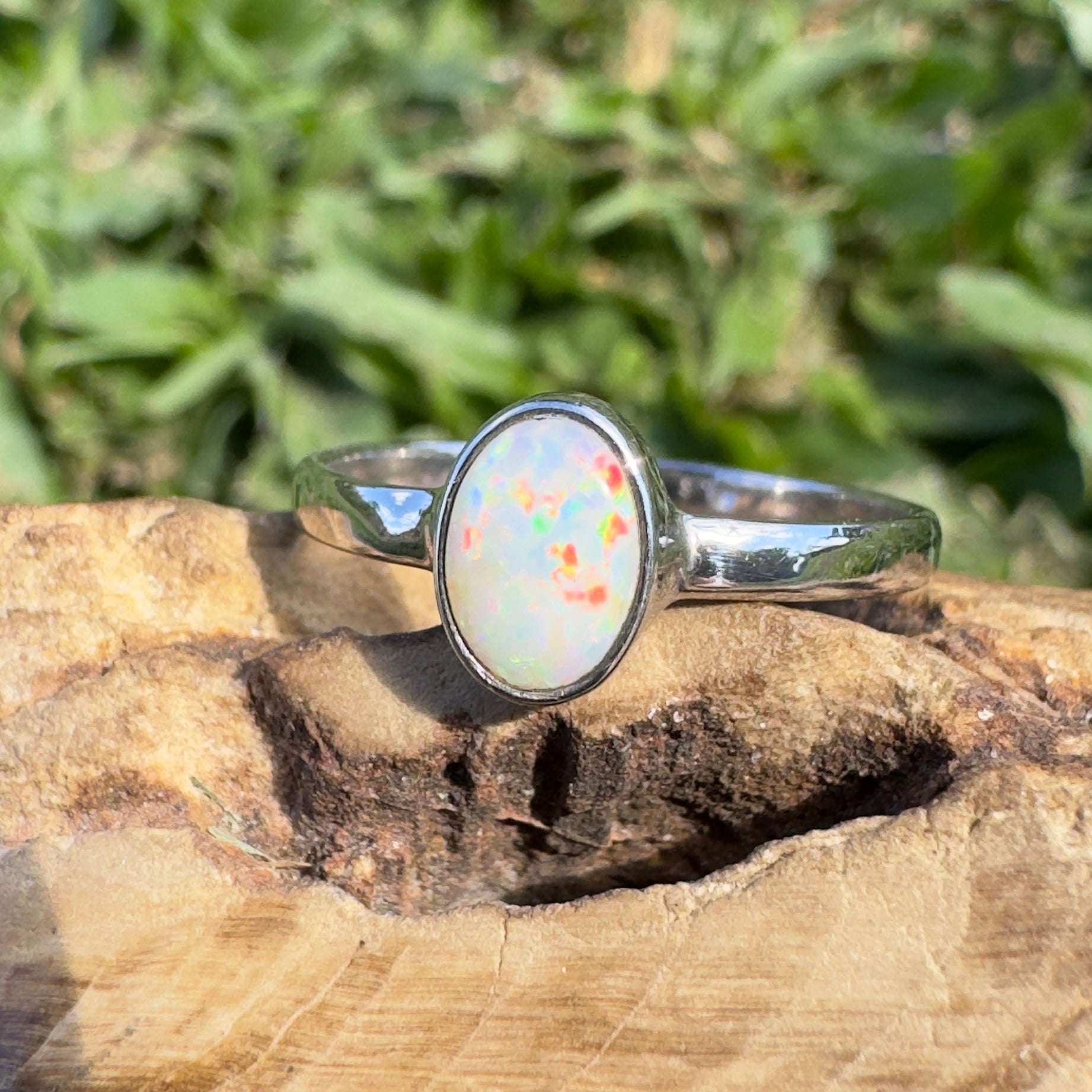 0.7ct Lightning Ridge Opal Ring ~ 'Kata Tjuta Fire' | 925 Sterling Silver | Solid Australian Opal