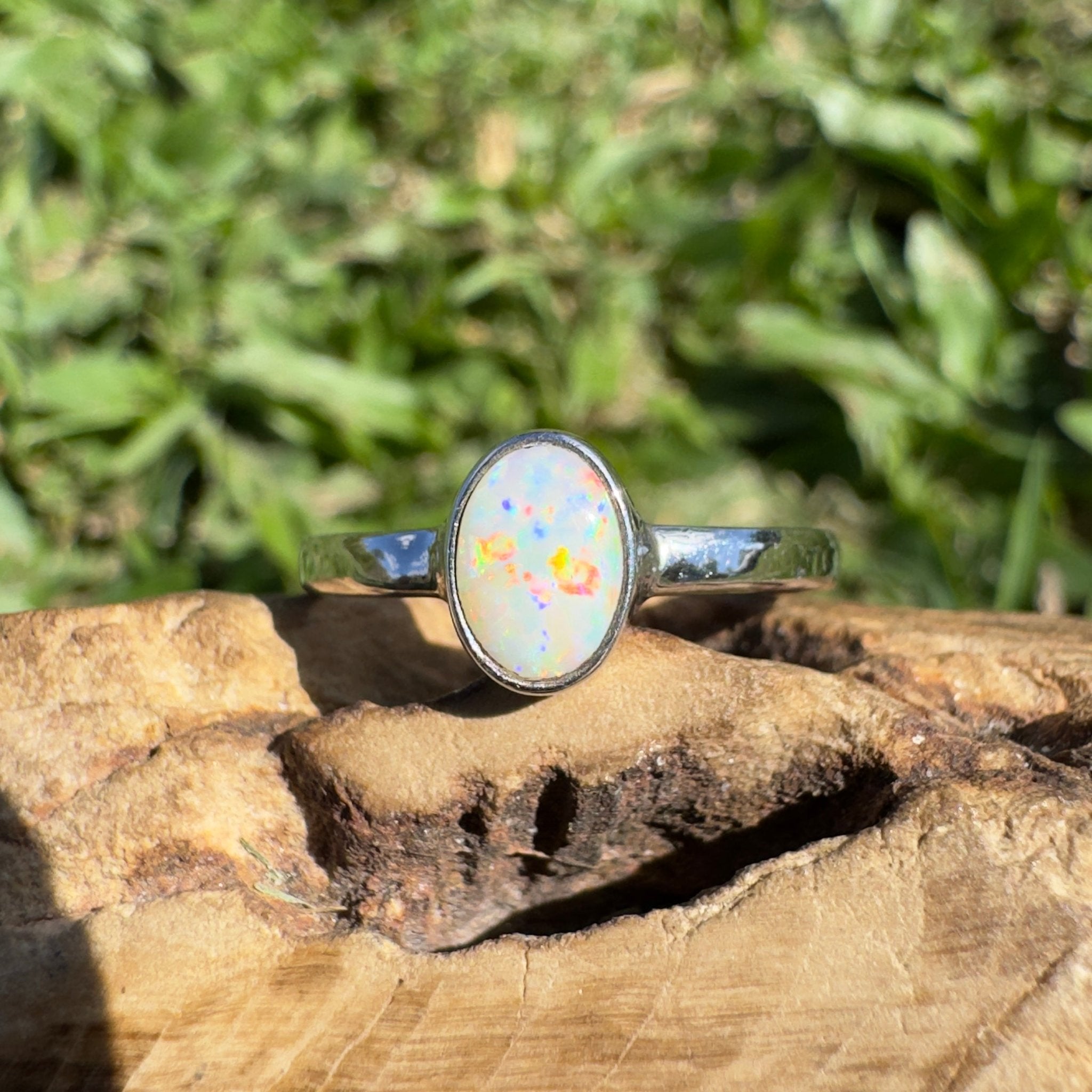 0.7ct Lightning Ridge Opal Ring ~ 'Kata Tjuta Fire' | 925 Sterling Silver | Solid Australian Opal
