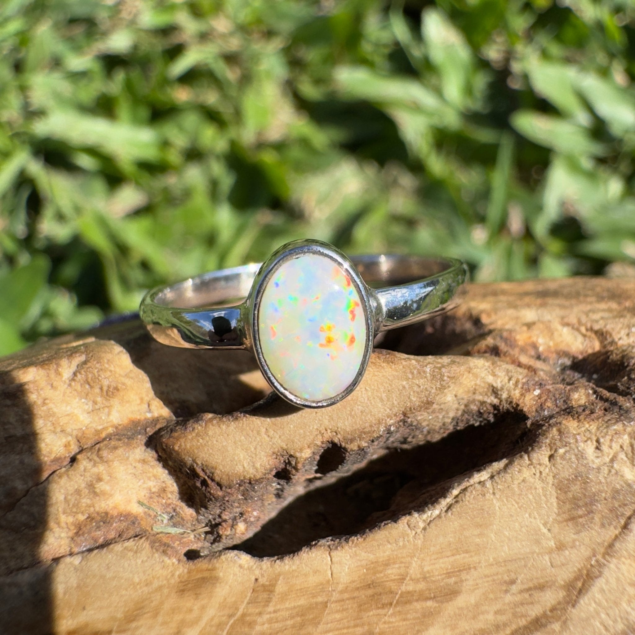 0.7ct Lightning Ridge Opal Ring ~ 'Kata Tjuta Fire' | 925 Sterling Silver | Solid Australian Opal
