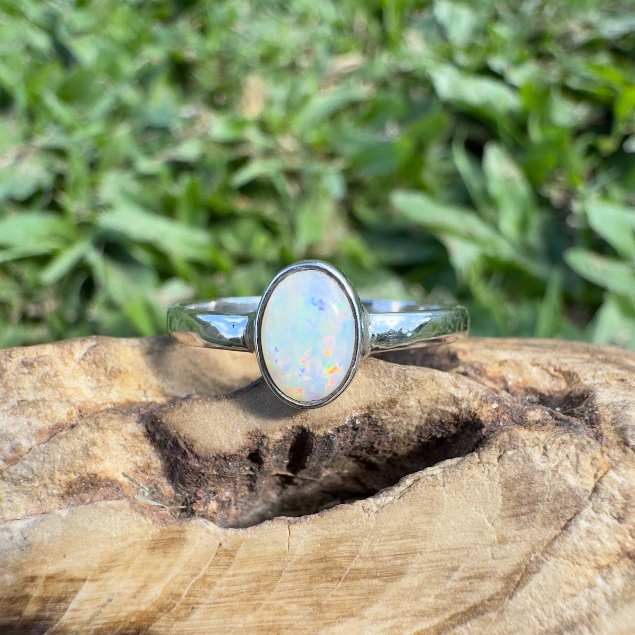 0.7ct Lightning Ridge Opal Ring ~ 'Kata Tjuta Fire' | 925 Sterling Silver | Solid Australian Opal
