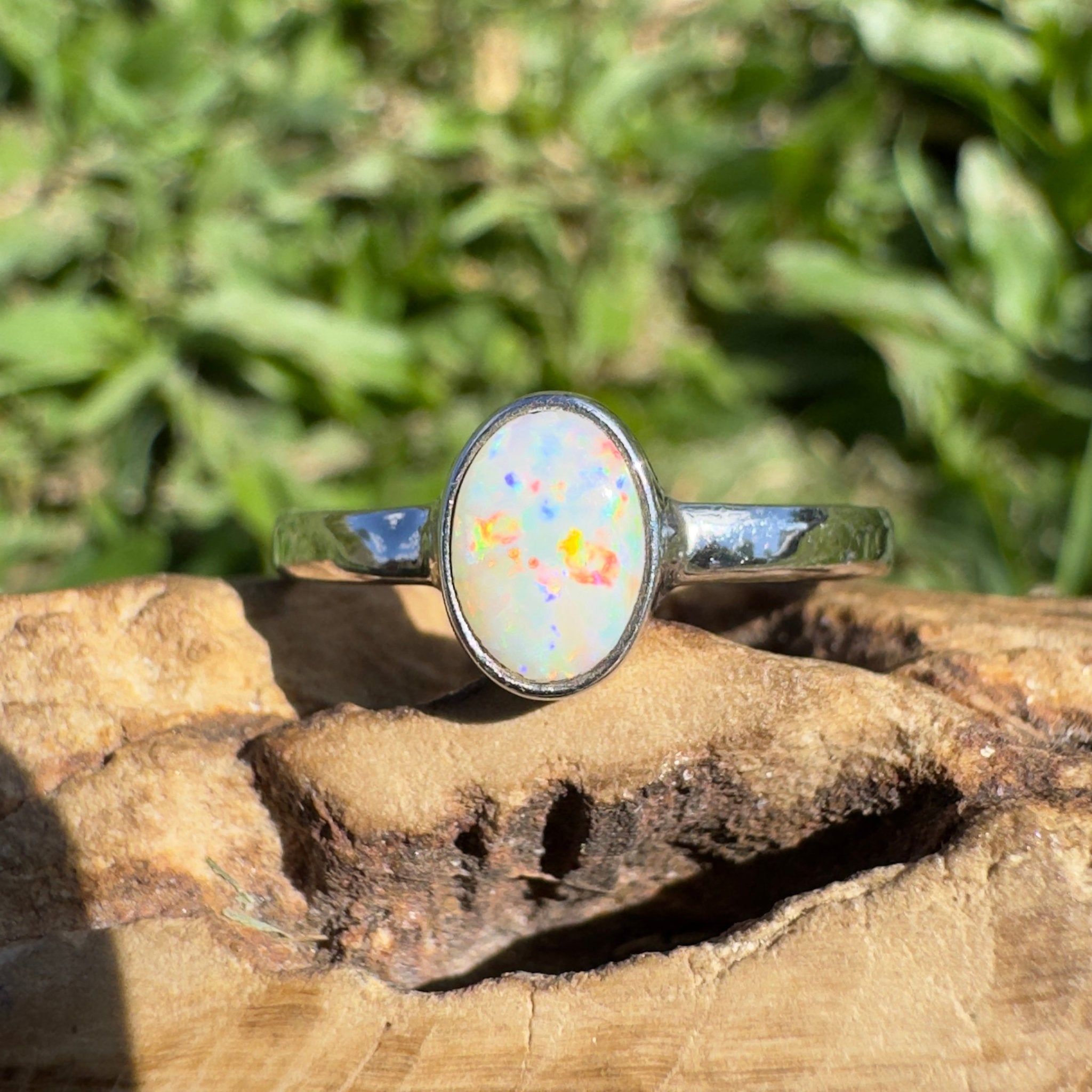0.7ct Lightning Ridge Opal Ring ~ 'Kata Tjuta Fire' | 925 Sterling Silver | Solid Australian Opal