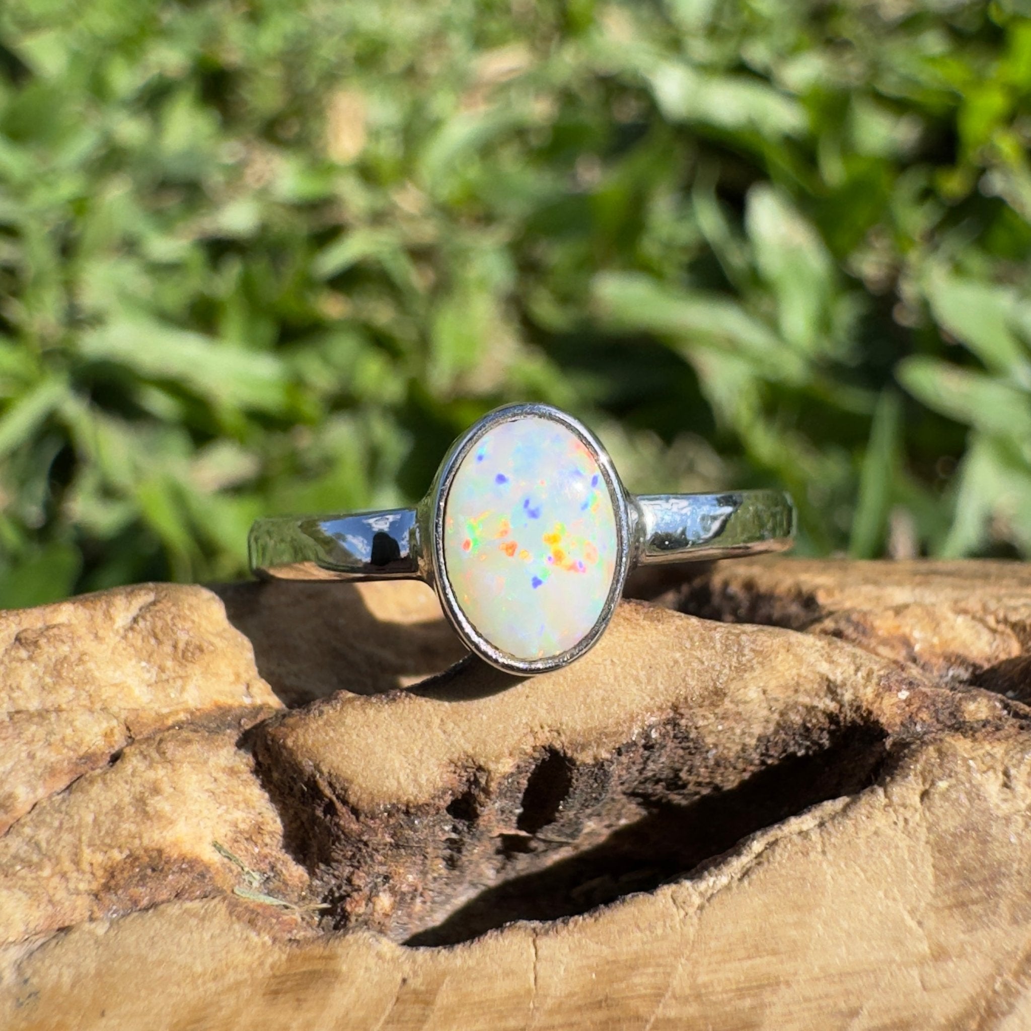 0.7ct Lightning Ridge Opal Ring ~ 'Kata Tjuta Fire' | 925 Sterling Silver | Solid Australian Opal