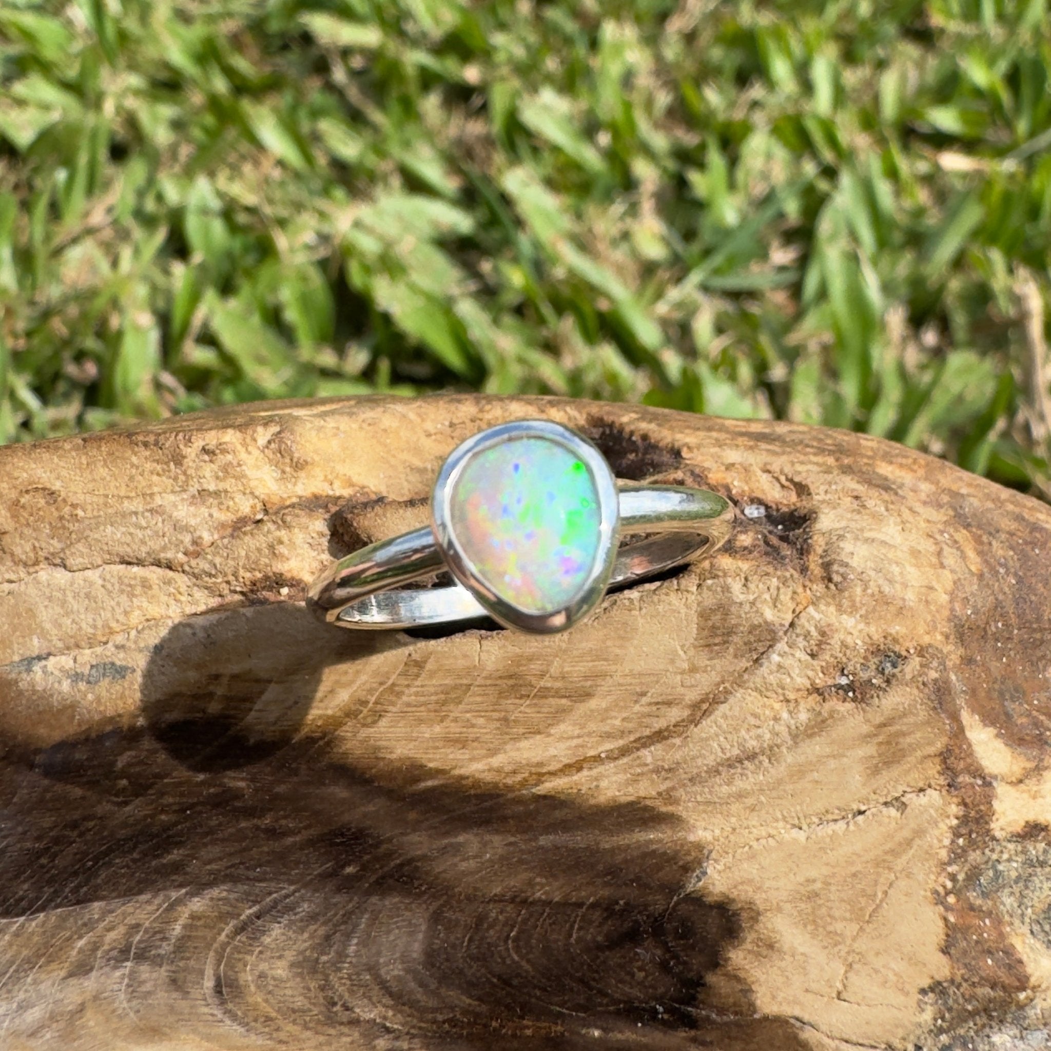 0.7ct Lightning Ridge Opal Ring ~ 'Murramarang Wash' | 925 Sterling Silver | Solid Australian Opal