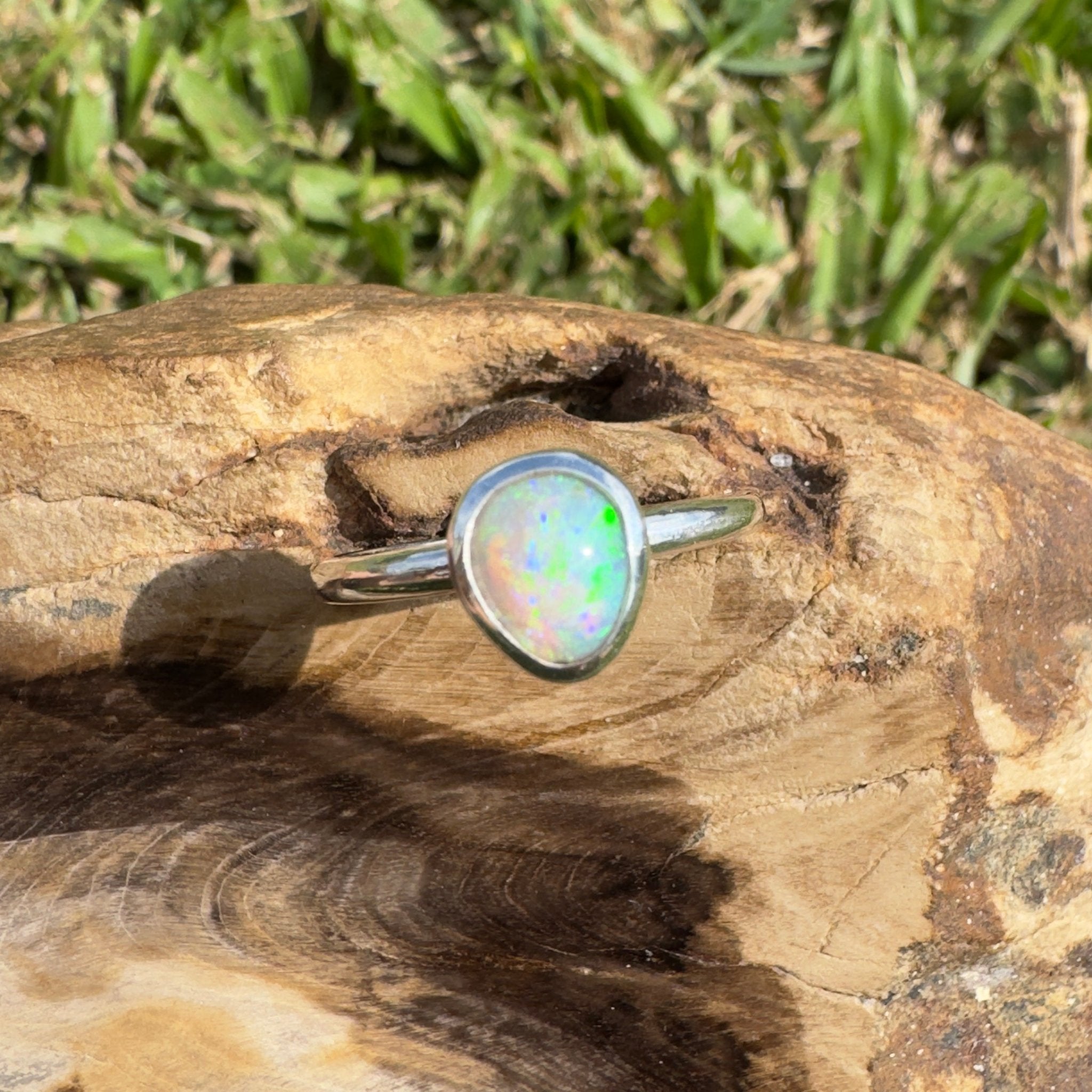 0.7ct Lightning Ridge Opal Ring ~ 'Murramarang Wash' | 925 Sterling Silver | Solid Australian Opal