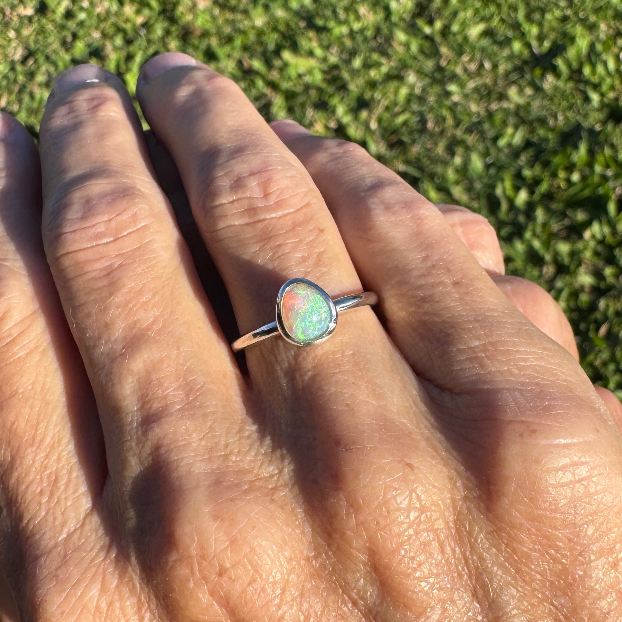 0.7ct Lightning Ridge Opal Ring ~ 'Murramarang Wash' | 925 Sterling Silver | Solid Australian Opal