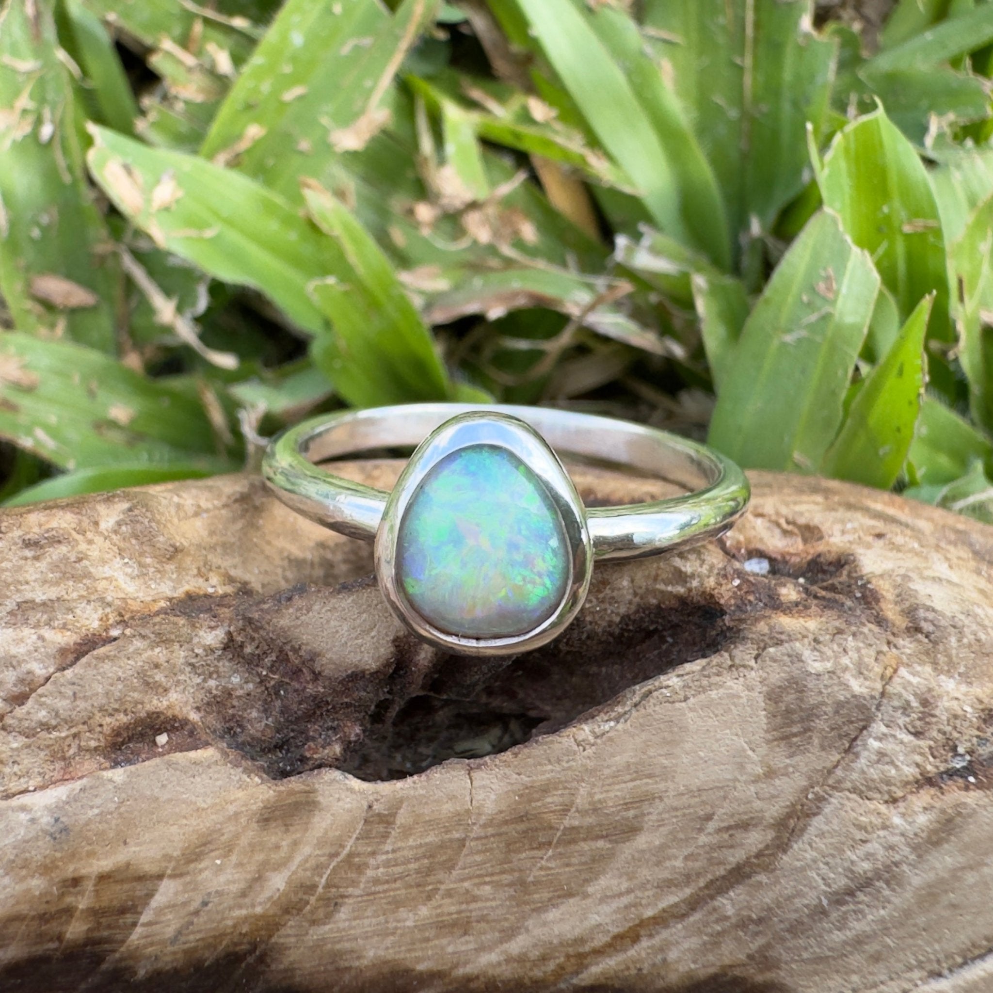 0.7ct Lightning Ridge Opal Ring ~ 'Murramarang Wash' | 925 Sterling Silver | Solid Australian Opal