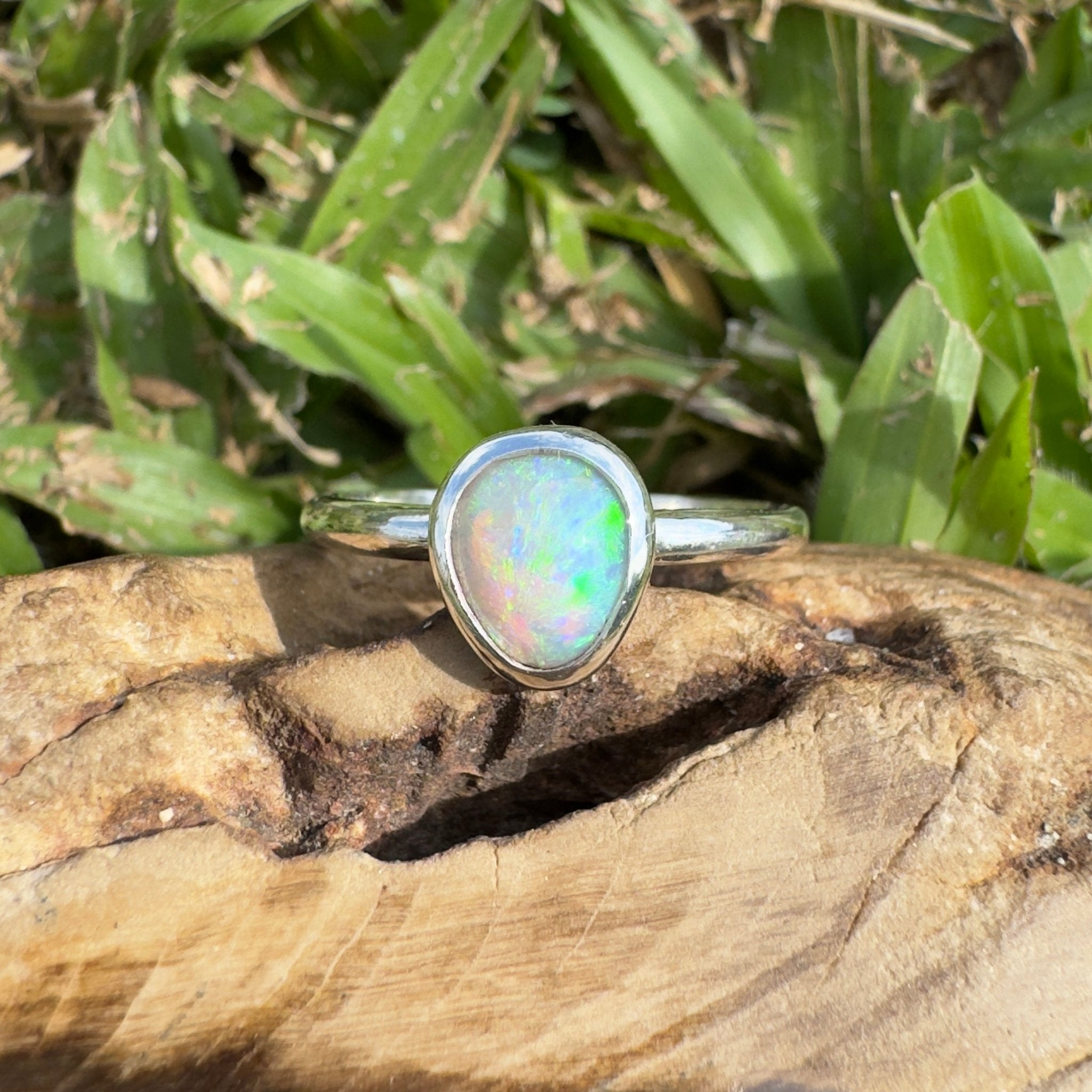 0.7ct Lightning Ridge Opal Ring ~ 'Murramarang Wash' | 925 Sterling Silver | Solid Australian Opal