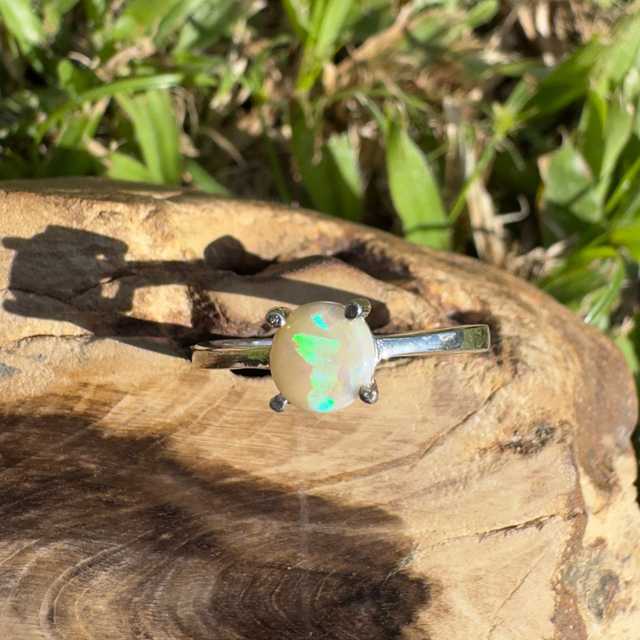 0.7ct Lightning Ridge Opal Ring ~ 'Trinity Tide Light' | 925 Sterling Silver | Solid Australian Opal
