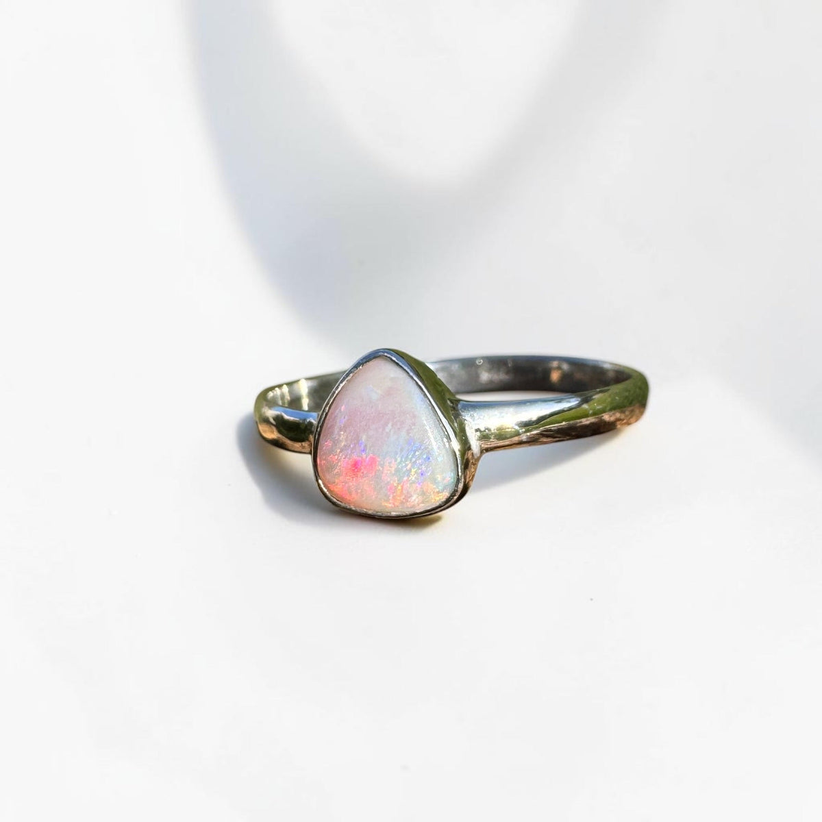 0.7ct Lightning Ridge Opal Ring ~ 'Woolgoolga Ember' | 925 Sterling Silver | Solid Australian Opal