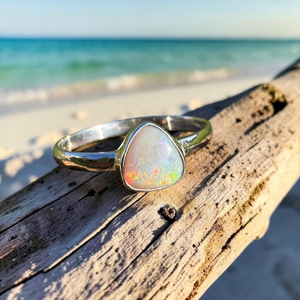 0.7ct Lightning Ridge Opal Ring ~ 'Woolgoolga Ember' | 925 Sterling Silver | Solid Australian Opal
