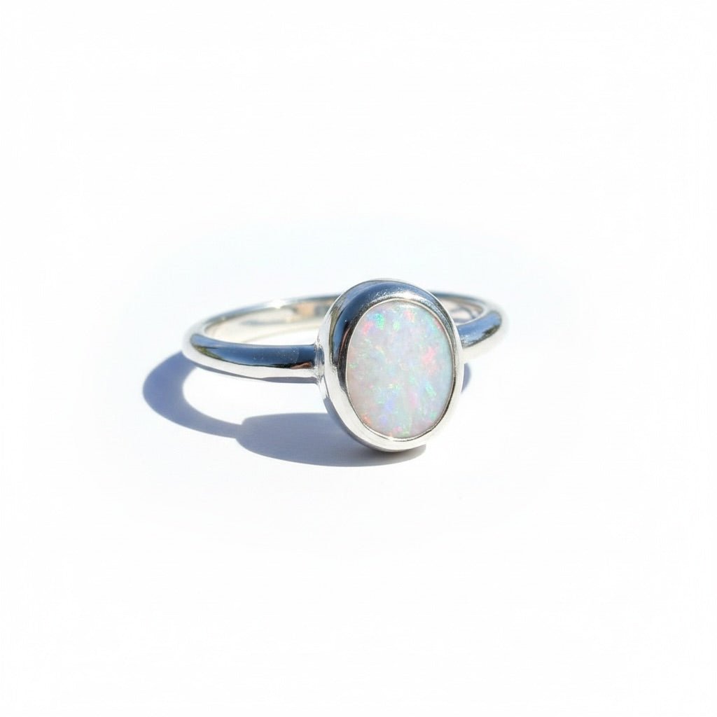 0.8ct Australian Solid Lightning Ridge Opal Ring ~ 'Coral Ember' | 925 Sterling Silver | Solid Australian Opal
