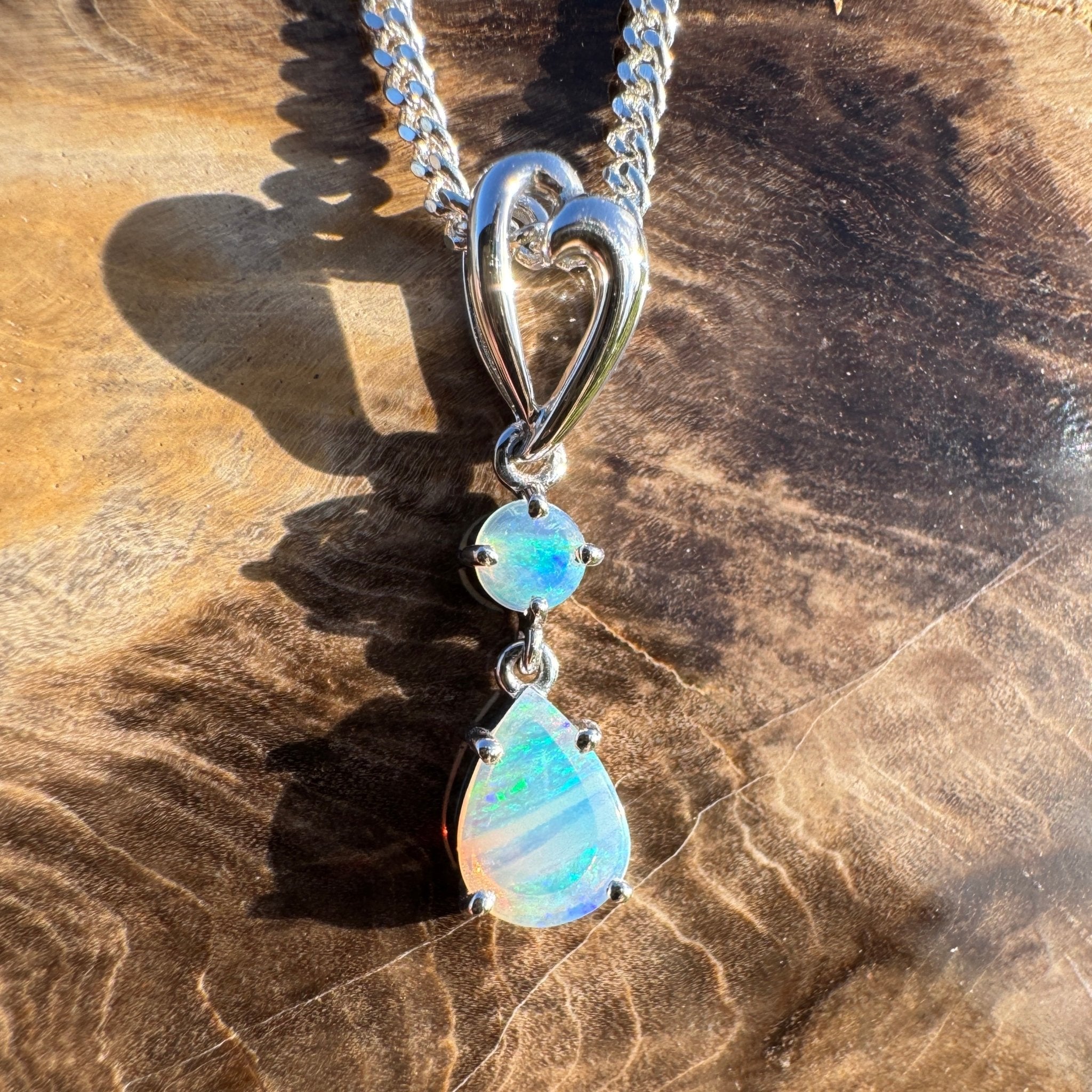 0.8ct Coober Pedy Crystal Opal Drop Pendant Necklace ~ 'Lord Howe Drops' | 925 Sterling Silver | Solid Australian Opal
