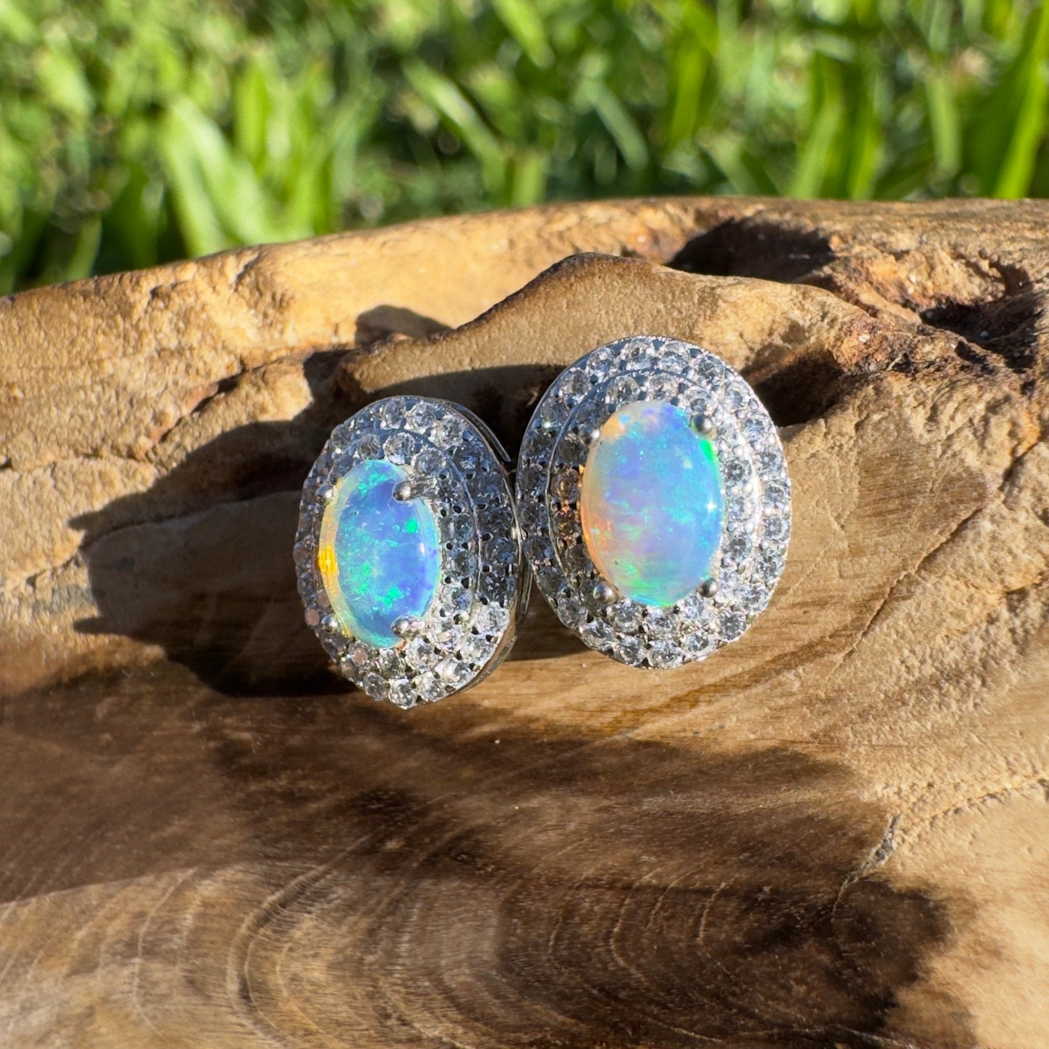 0.8ct Coober Pedy Crystal Opal Earrings ~ 'Bremer Bay Prism' | 925 Sterling Silver | Solid Australian Opal