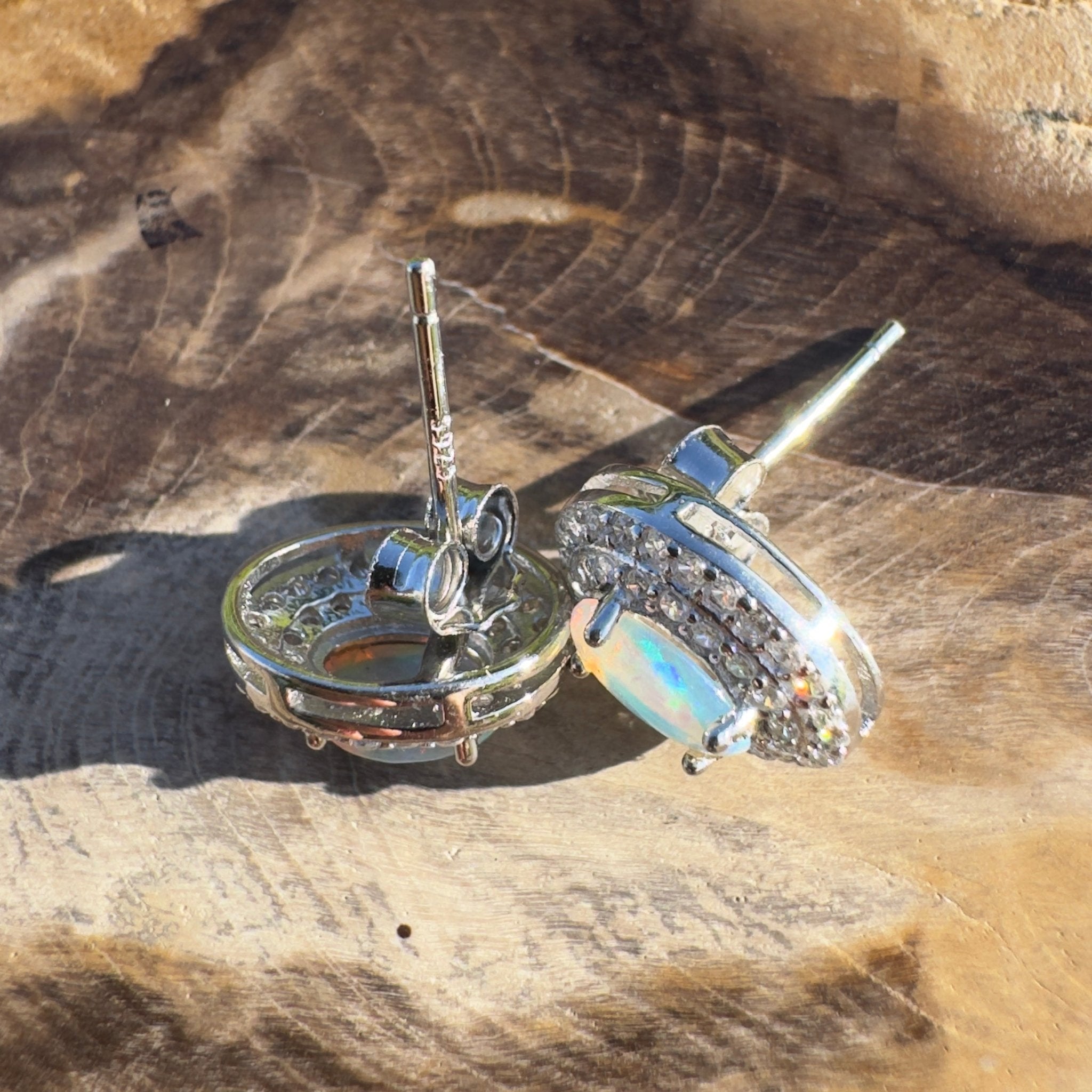 0.8ct Coober Pedy Crystal Opal Earrings ~ 'Bremer Bay Prism' | 925 Sterling Silver | Solid Australian Opal