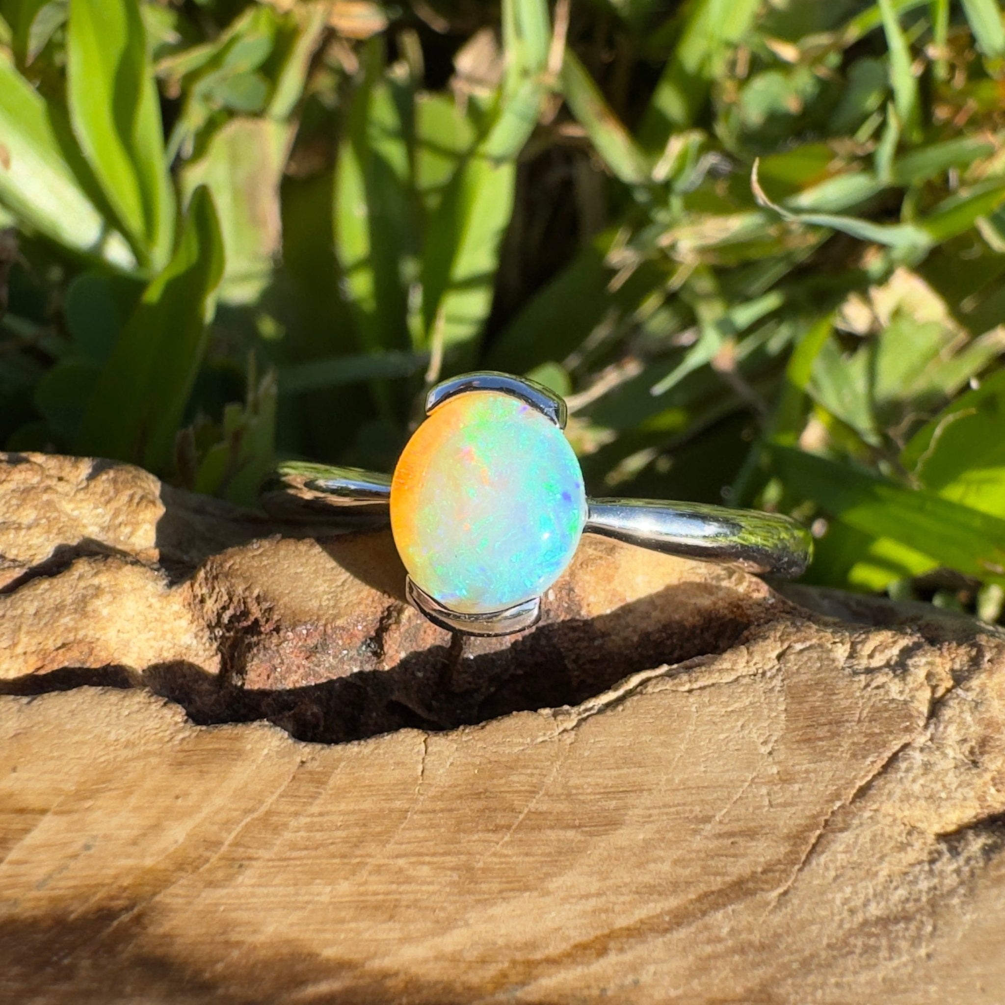 0.8ct Coober Pedy Crystal Opal Ring ~ 'Curl Curl Blues' | 925 Sterling Silver | Solid Australian Opal