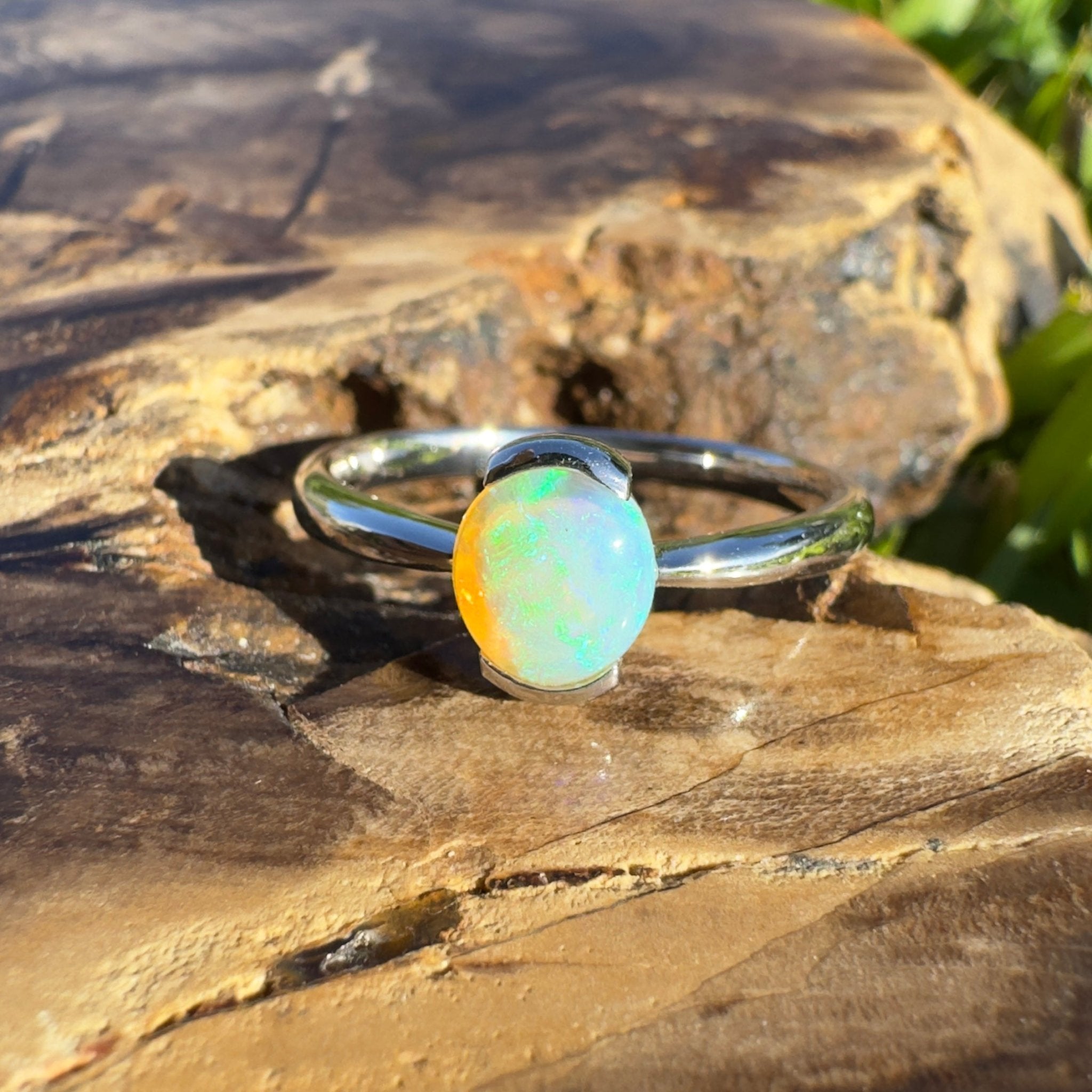 0.8ct Coober Pedy Crystal Opal Ring ~ 'Curl Curl Blues' | 925 Sterling Silver | Solid Australian Opal