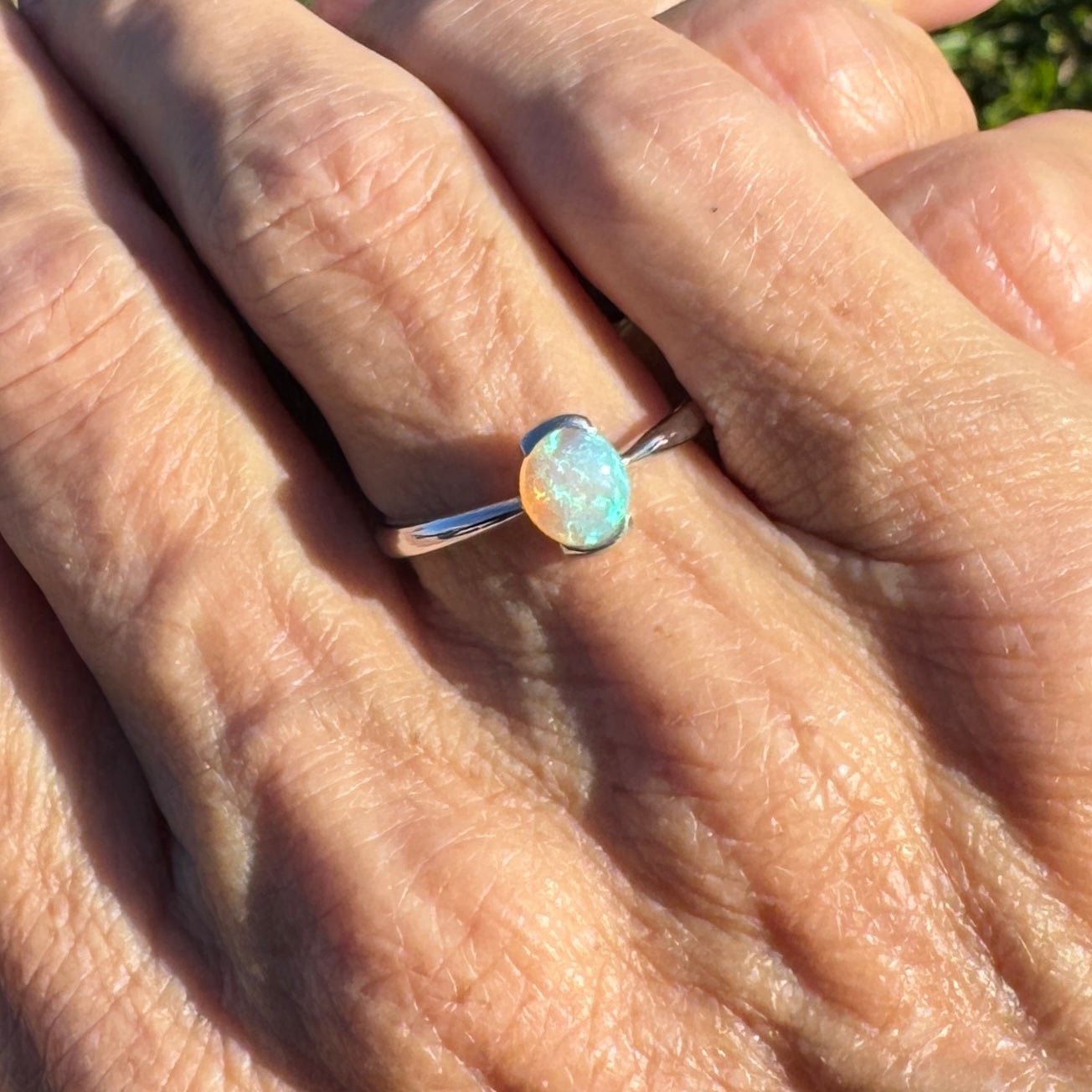 0.8ct Coober Pedy Crystal Opal Ring ~ 'Curl Curl Blues' | 925 Sterling Silver | Solid Australian Opal