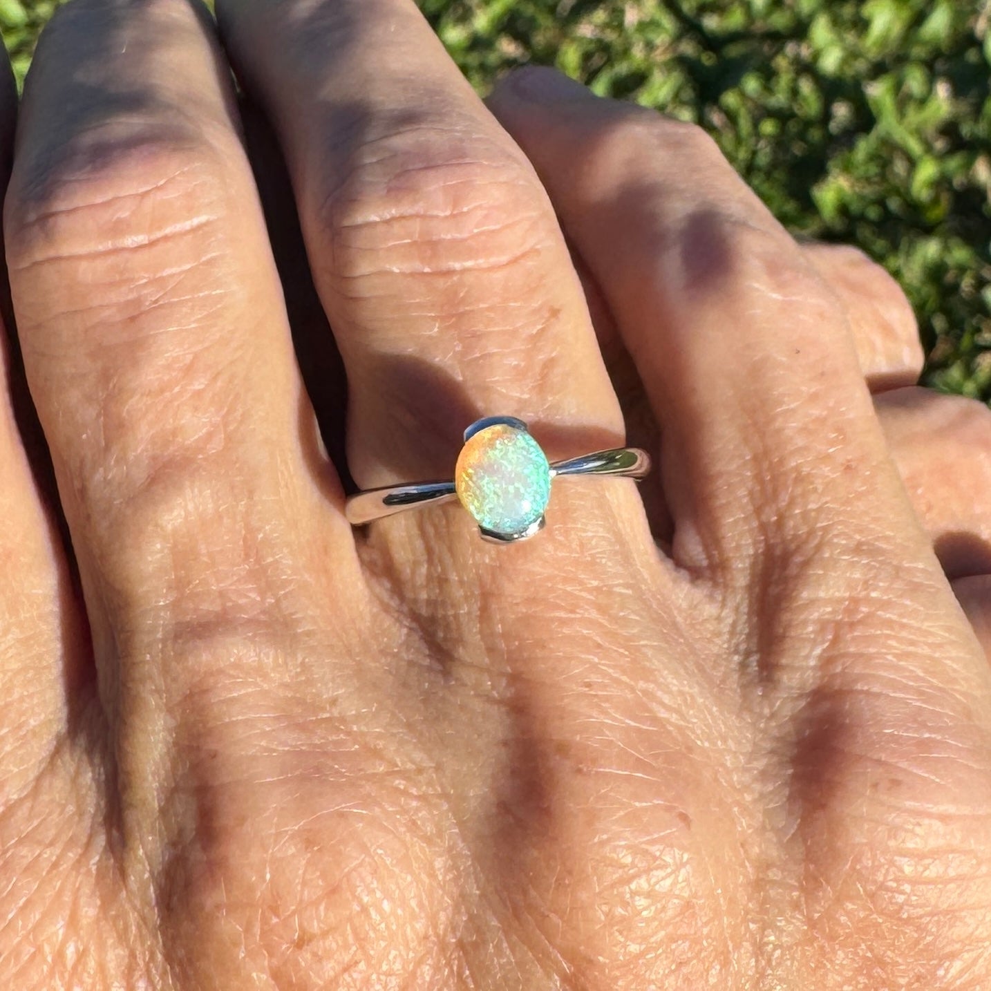 0.8ct Coober Pedy Crystal Opal Ring ~ 'Curl Curl Blues' | 925 Sterling Silver | Solid Australian Opal