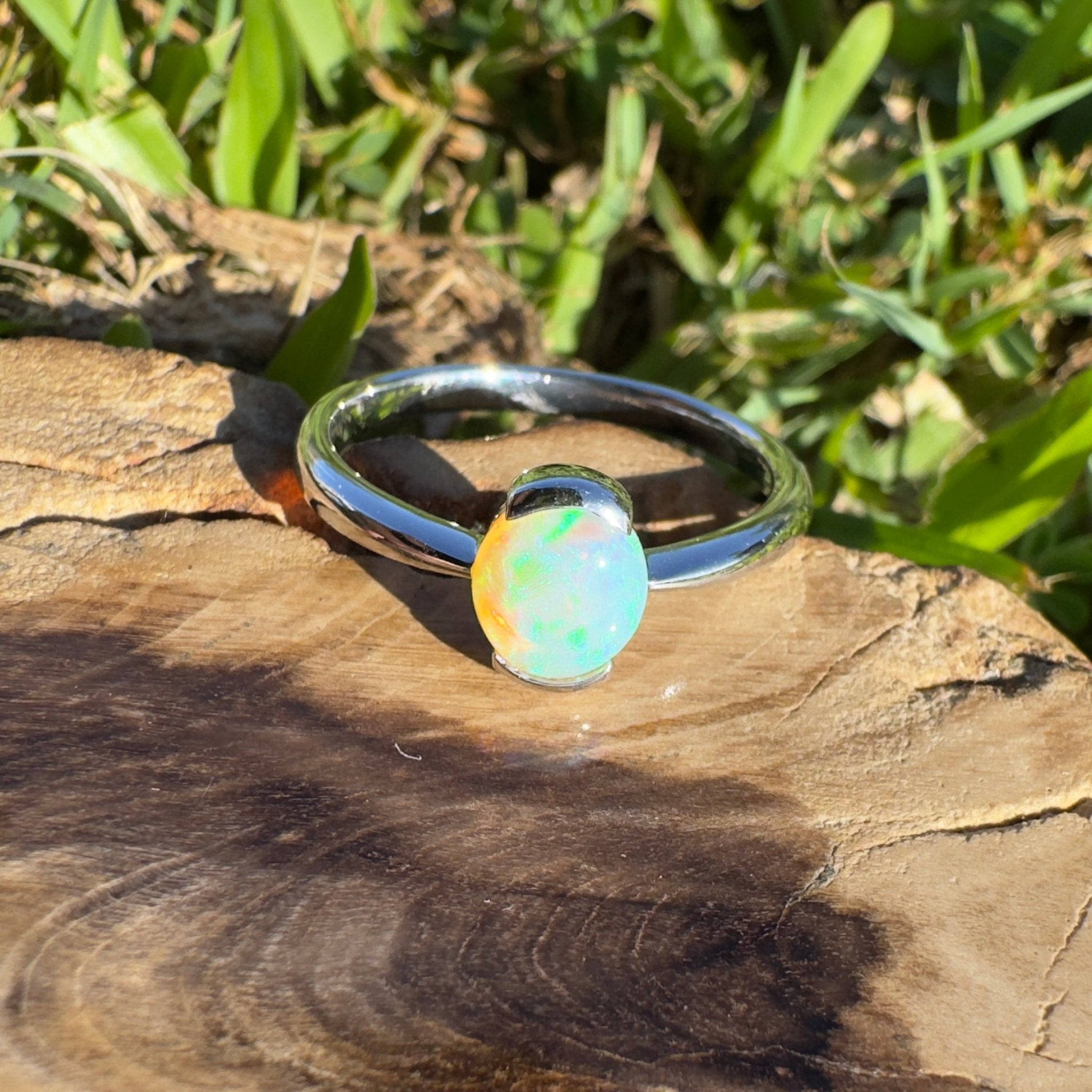 0.8ct Coober Pedy Crystal Opal Ring ~ 'Curl Curl Blues' | 925 Sterling Silver | Solid Australian Opal