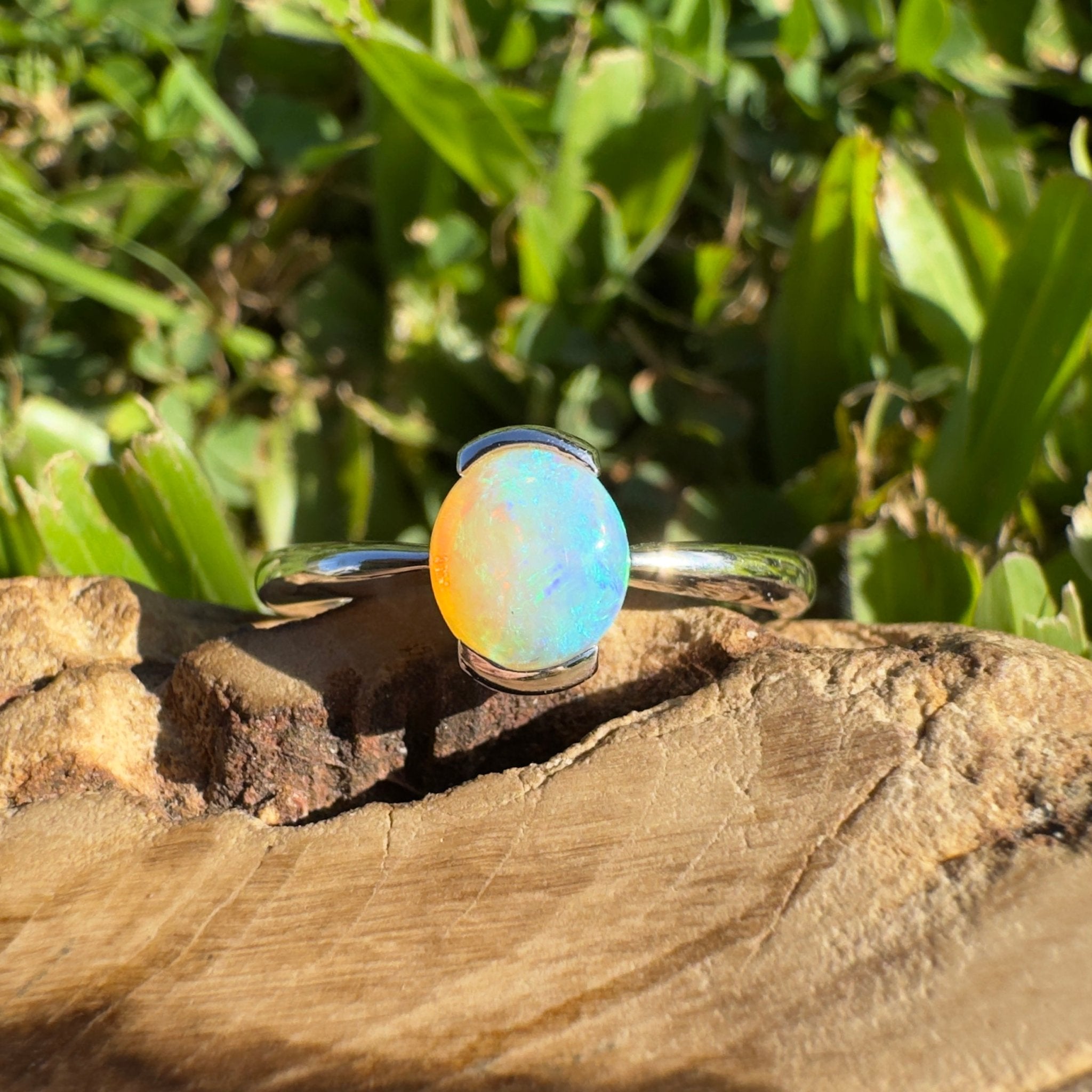 0.8ct Coober Pedy Crystal Opal Ring ~ 'Curl Curl Blues' | 925 Sterling Silver | Solid Australian Opal