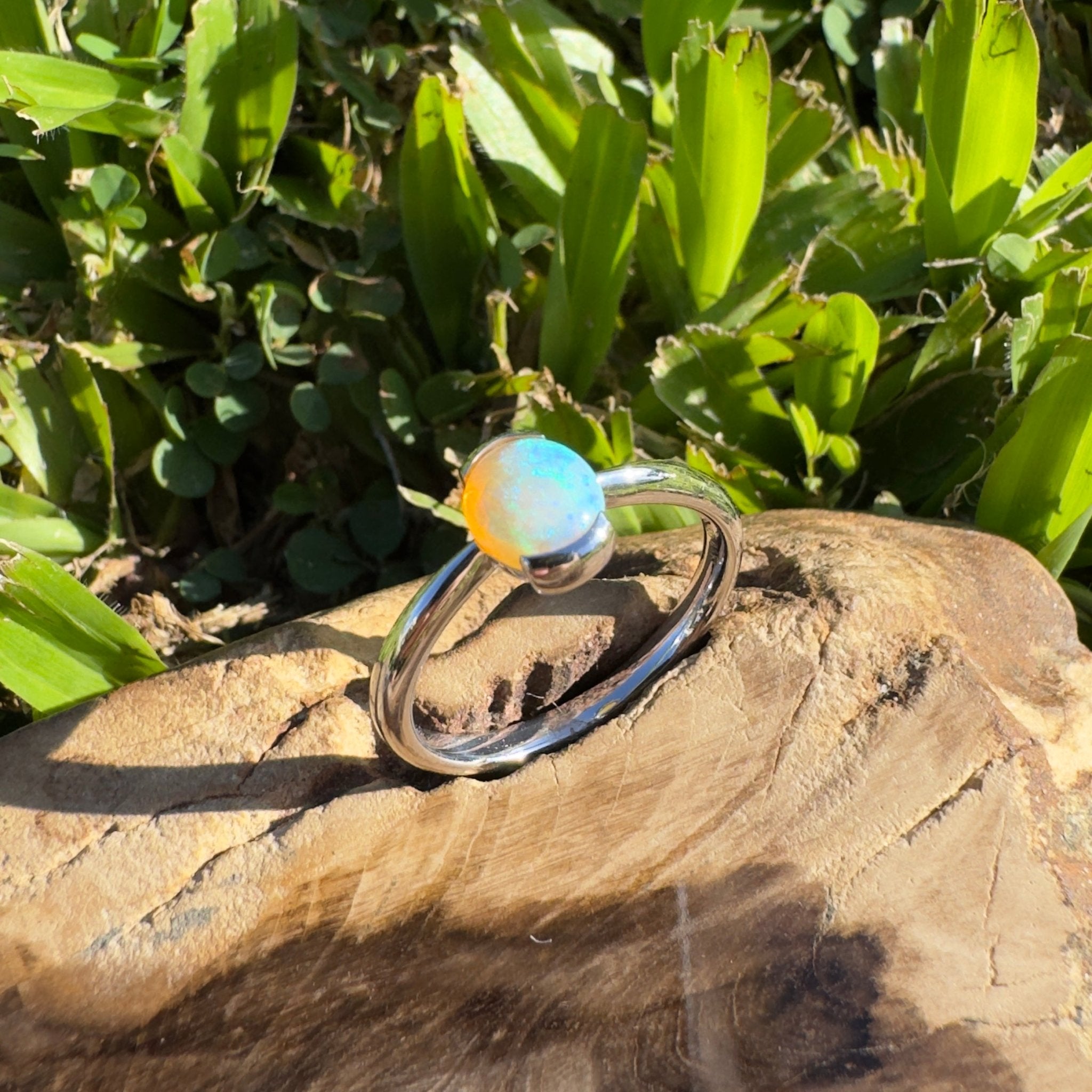 0.8ct Coober Pedy Crystal Opal Ring ~ 'Curl Curl Blues' | 925 Sterling Silver | Solid Australian Opal
