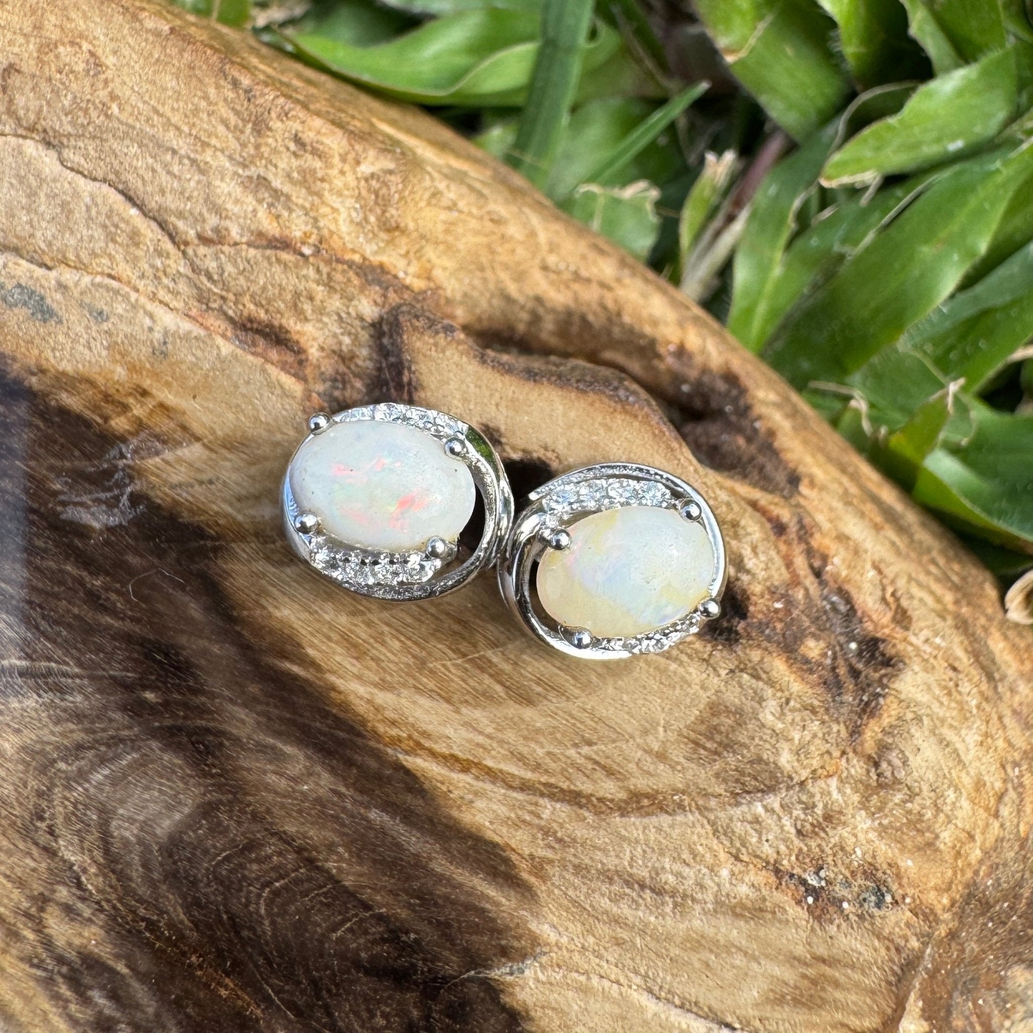 0.8ct Coober Pedy Opal Earrings ~ 'Endeavour Cove' | 925 Sterling Silver | Solid Australian Opal