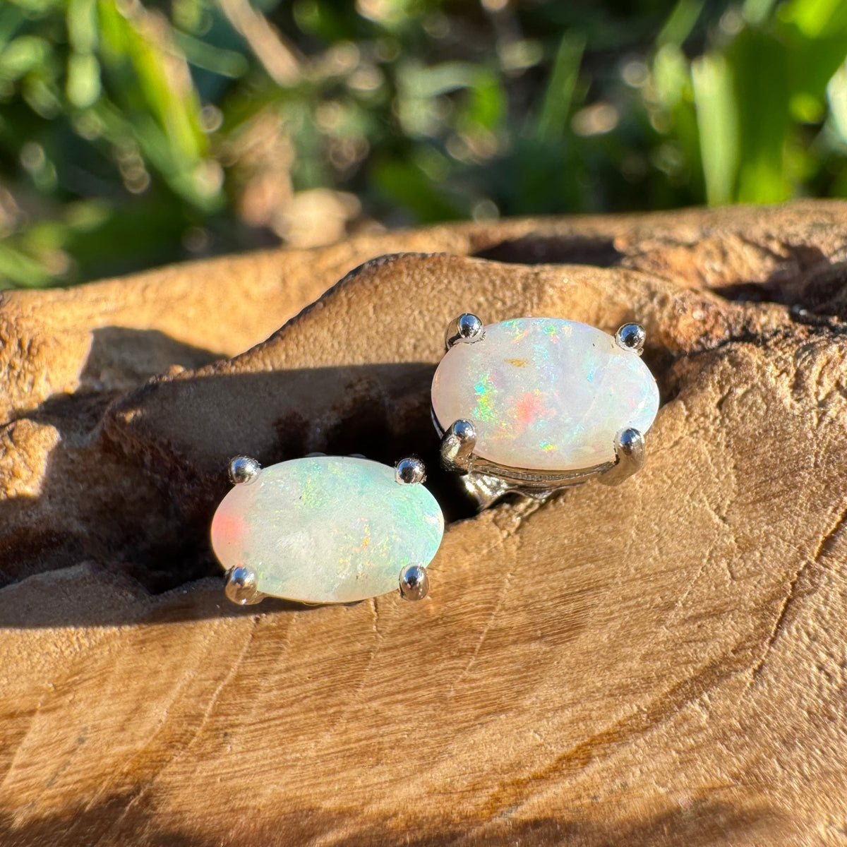 0.8ct Coober Pedy Opal Earrings ~ 'Girringun Glow' | 925 Sterling Silver | Solid Australian Opal