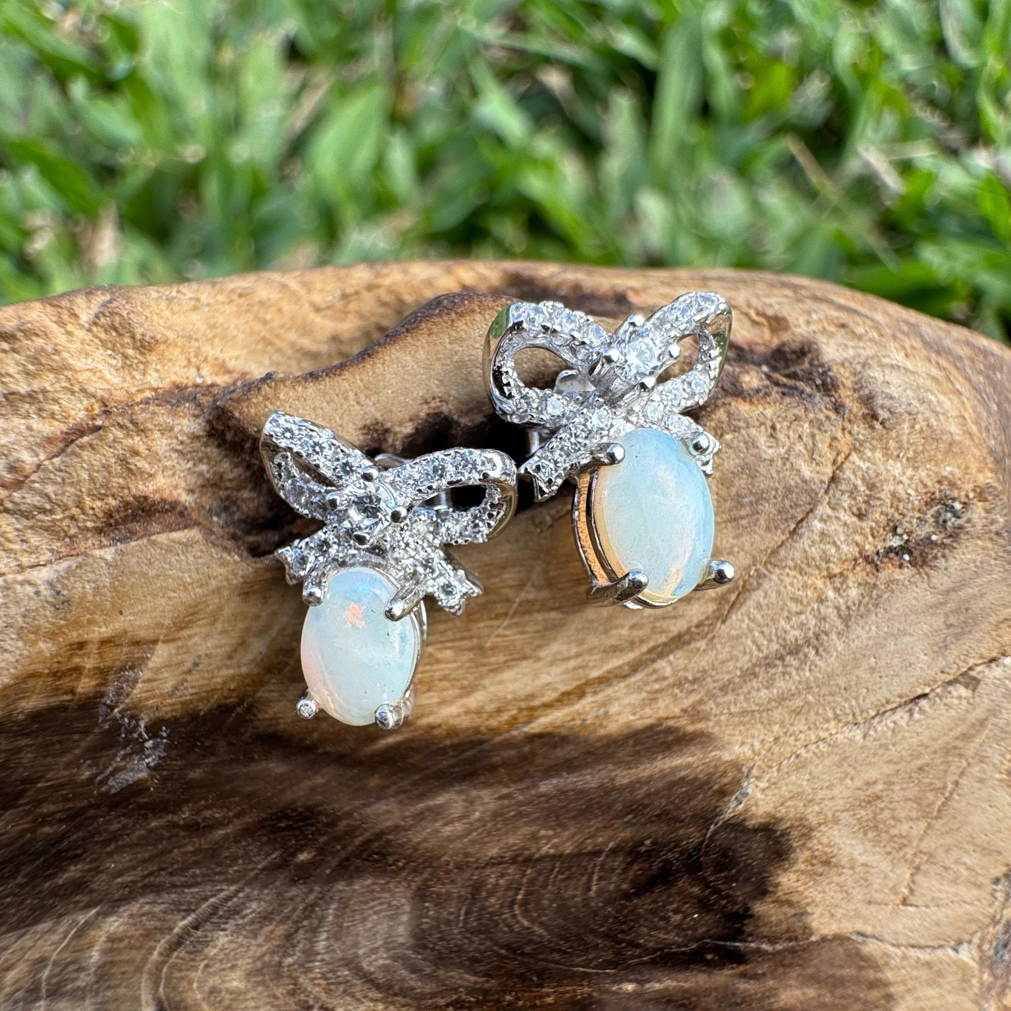 0.8ct Coober Pedy Opal Earrings ~ 'Hinchinbrook Passage' | 925 Sterling Silver | Solid Australian Opal