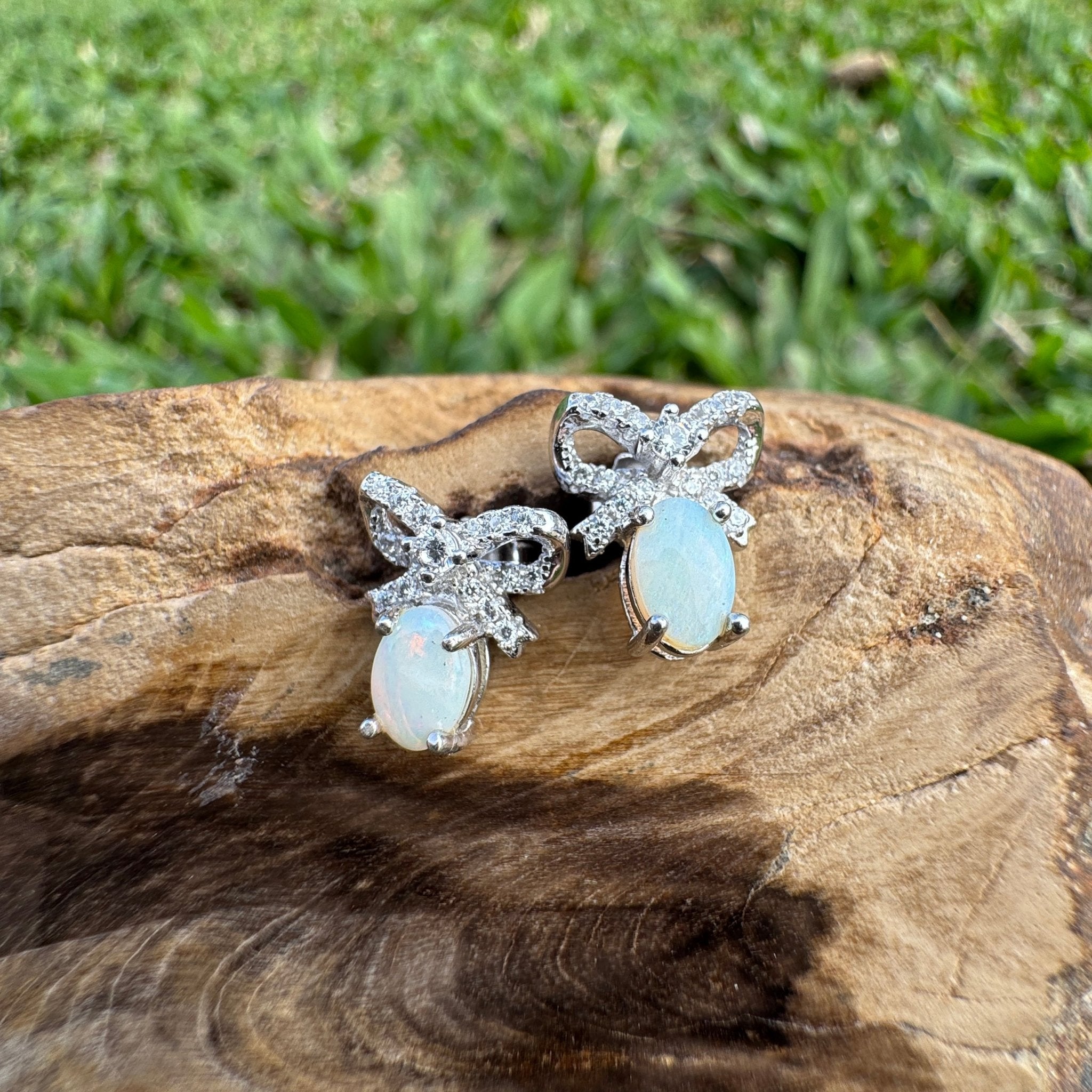 0.8ct Coober Pedy Opal Earrings ~ 'Hinchinbrook Passage' | 925 Sterling Silver | Solid Australian Opal