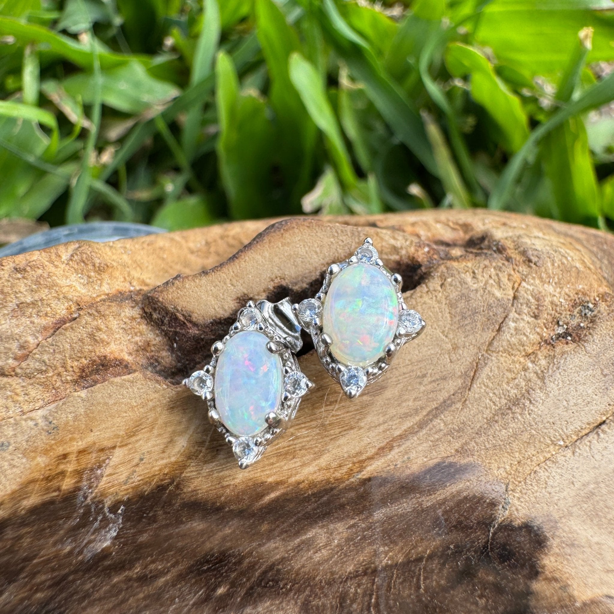 0.8ct Coober Pedy Opal Earrings ~ 'Port Douglas Sheen' | 925 Sterling Silver | Solid Australian Opal