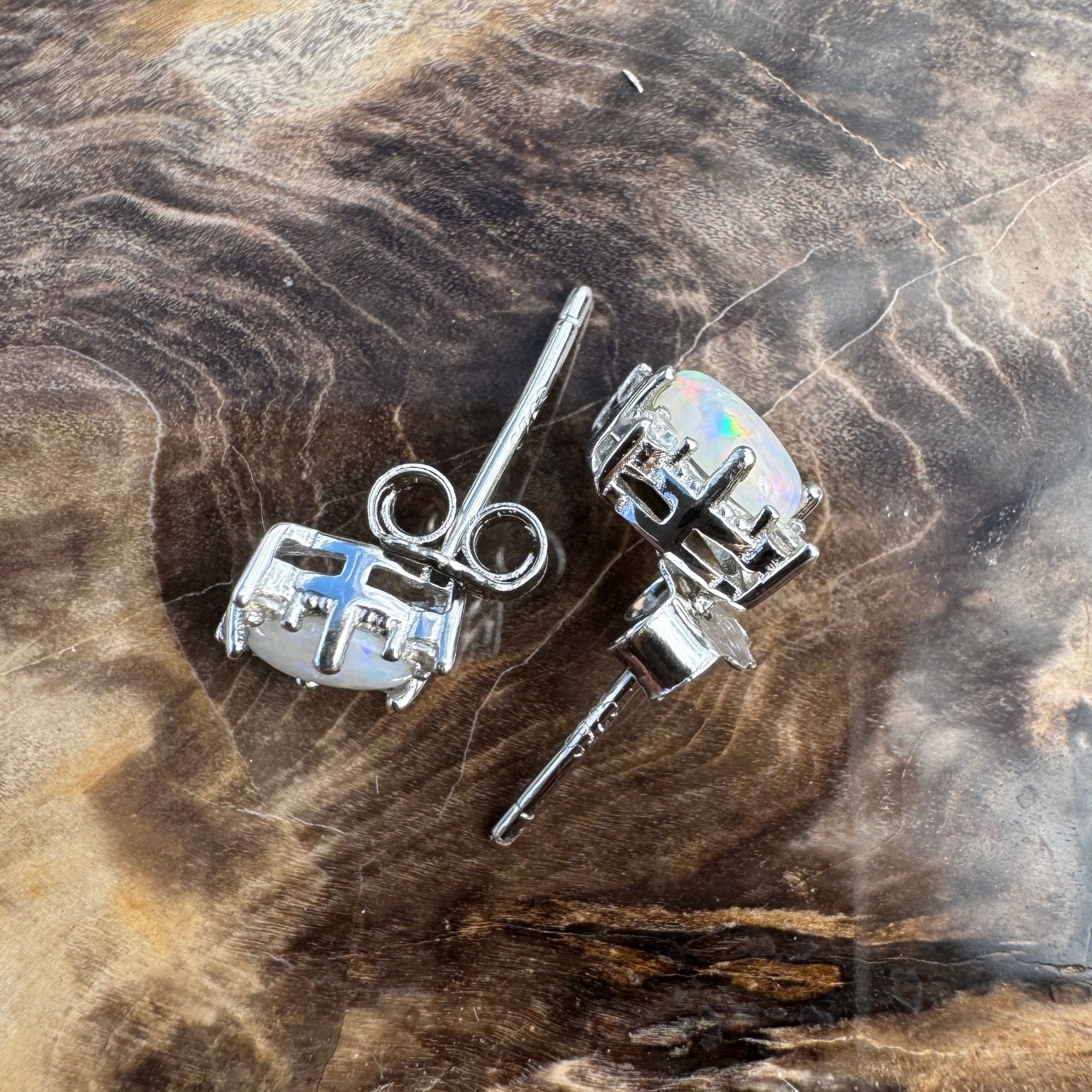 0.8ct Coober Pedy Opal Earrings ~ 'Port Douglas Sheen' | 925 Sterling Silver | Solid Australian Opal