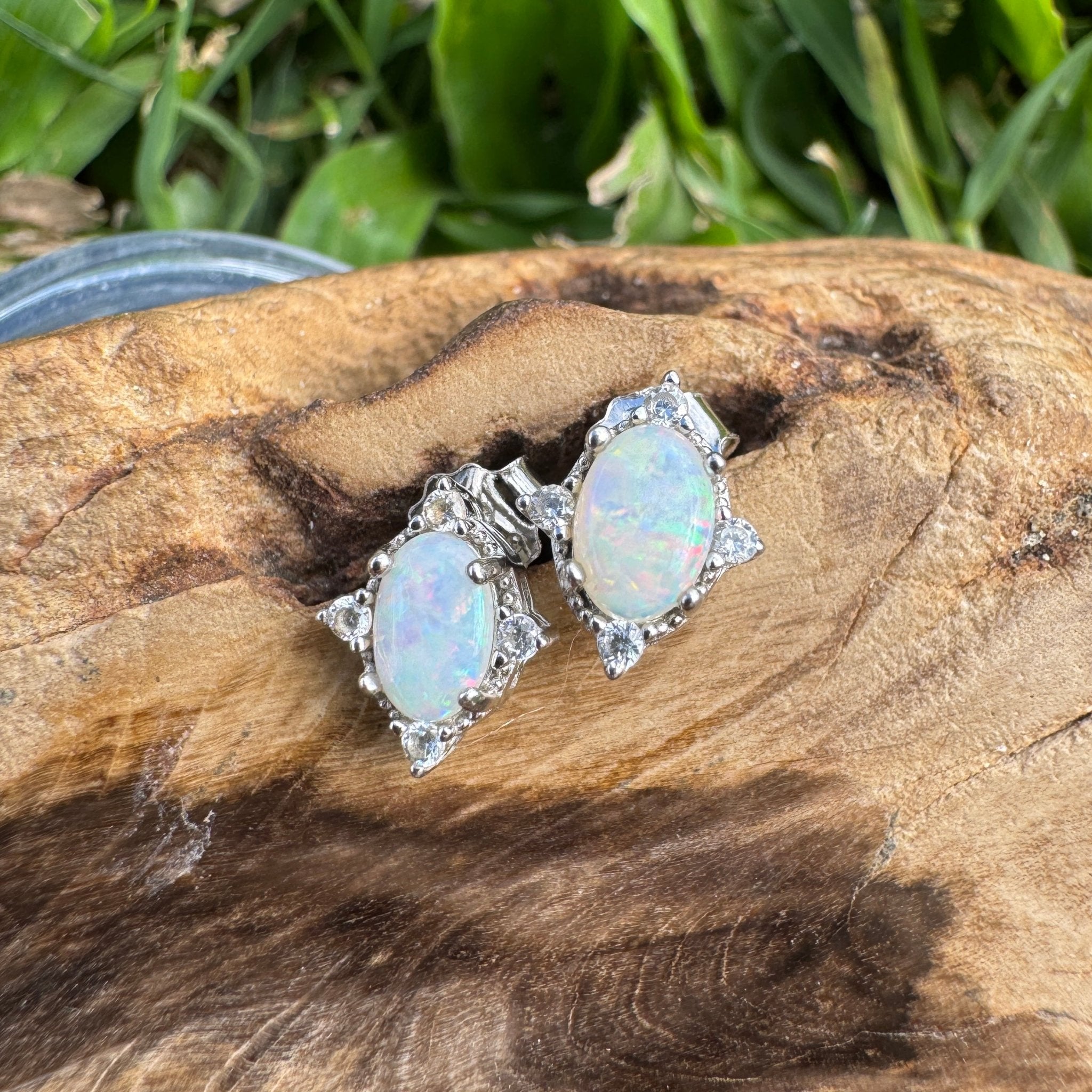 0.8ct Coober Pedy Opal Earrings ~ 'Port Douglas Sheen' | 925 Sterling Silver | Solid Australian Opal