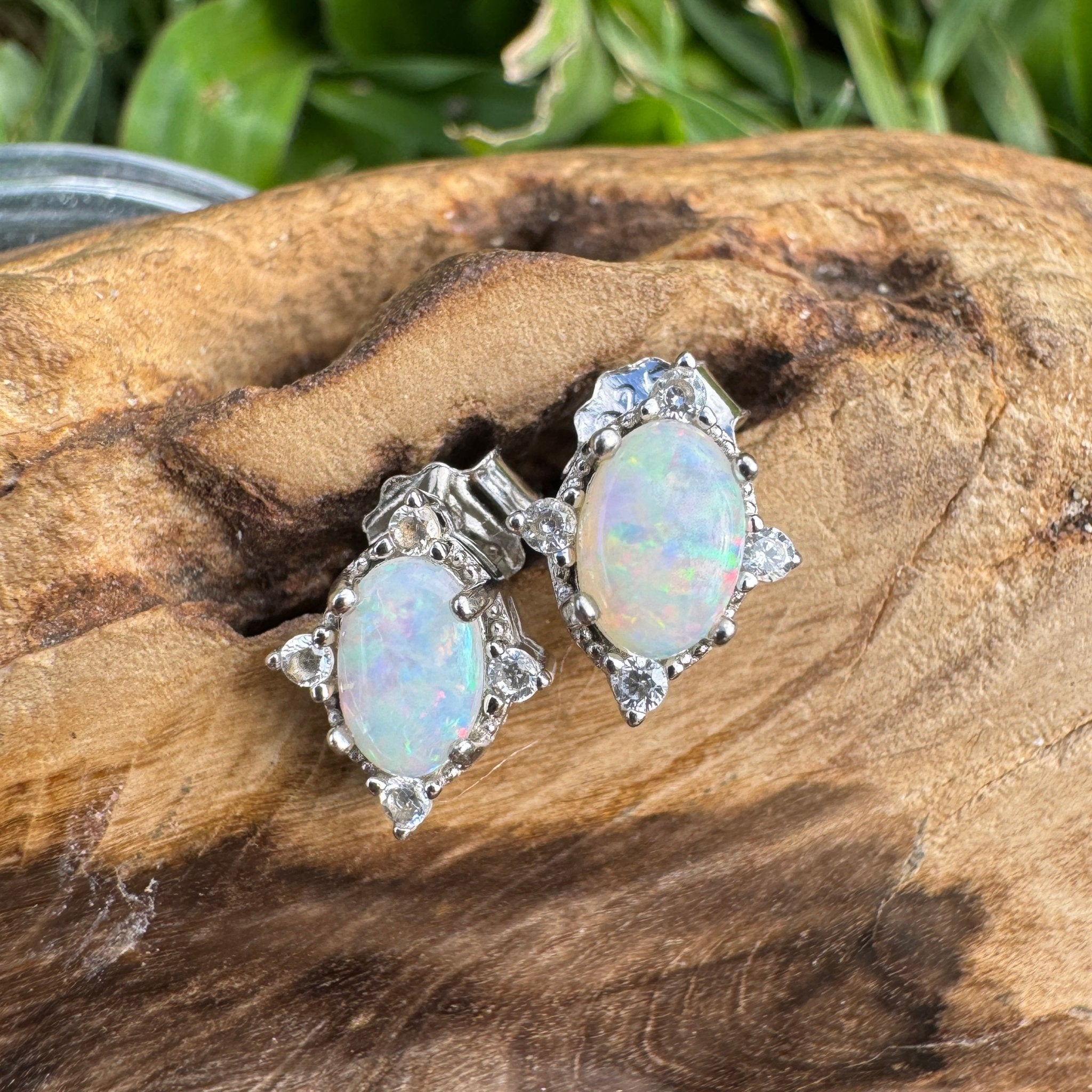 0.8ct Coober Pedy Opal Earrings ~ 'Port Douglas Sheen' | 925 Sterling Silver | Solid Australian Opal