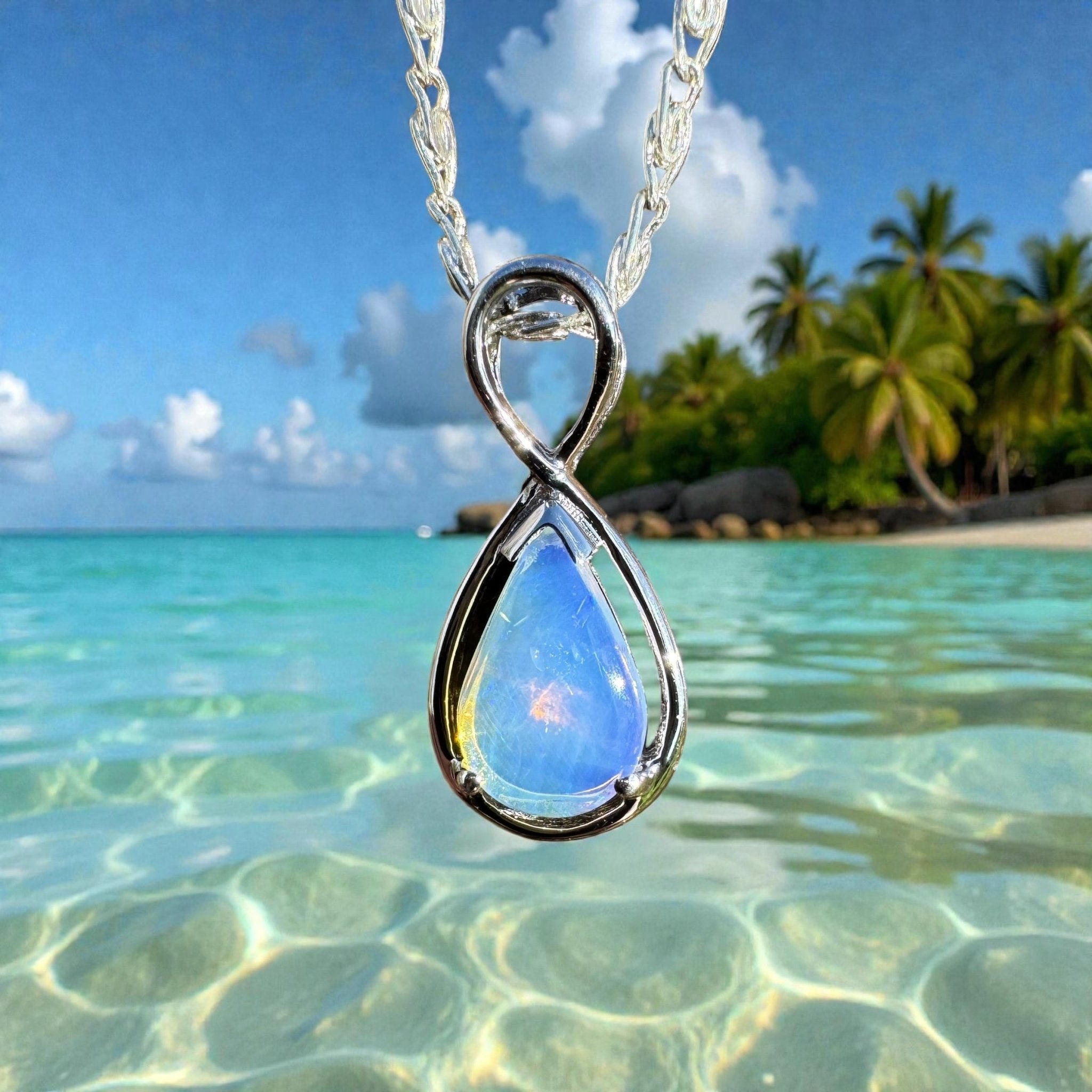 0.8ct Coober Pedy Opal Pendant Necklace ~ 'Fremantle Flash' | 925 Sterling Silver | Solid Australian Opal