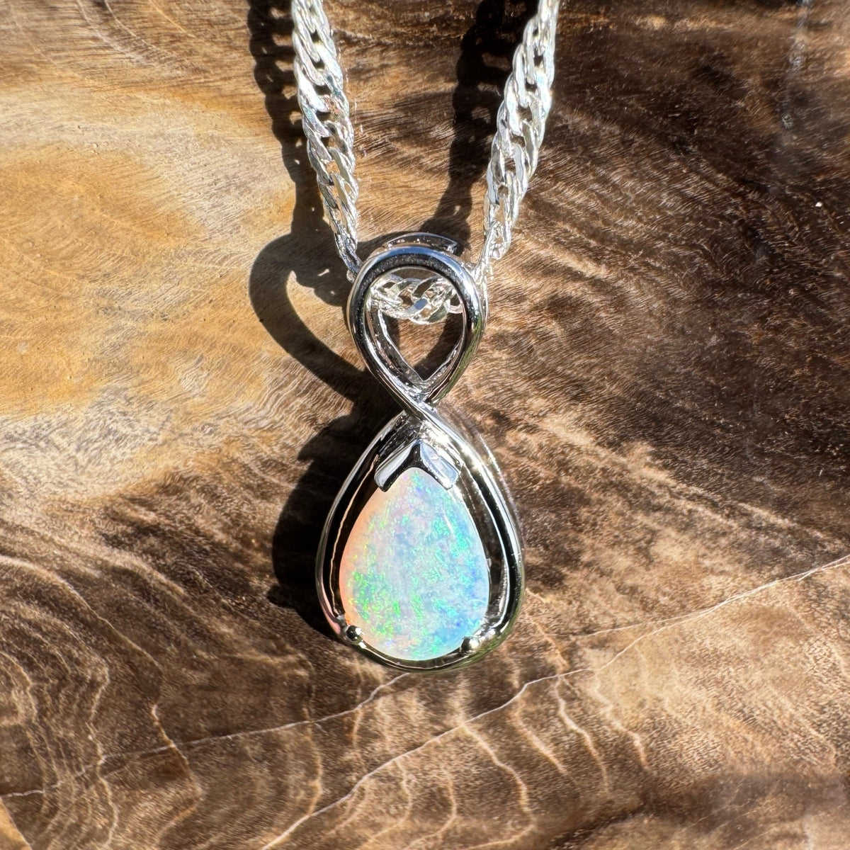 0.8ct Coober Pedy Opal Pendant Necklace ~ 'Fremantle Fresh' | 925 Sterling Silver | Solid Australian Opal