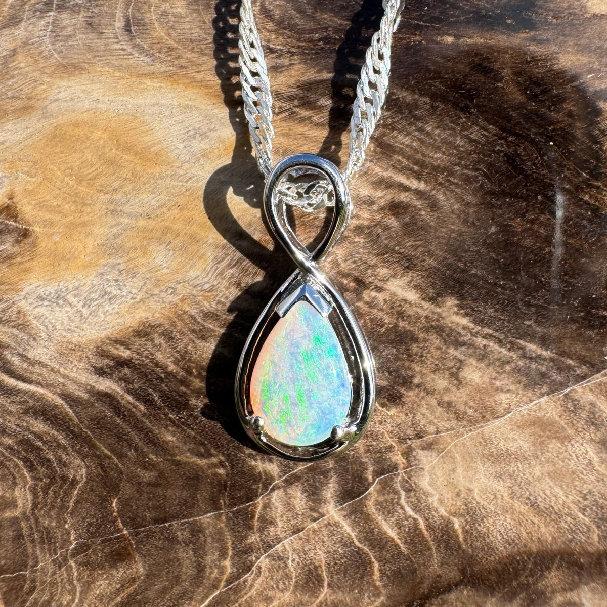 0.8ct Coober Pedy Opal Pendant Necklace ~ 'Fremantle Fresh' | 925 Sterling Silver | Solid Australian Opal