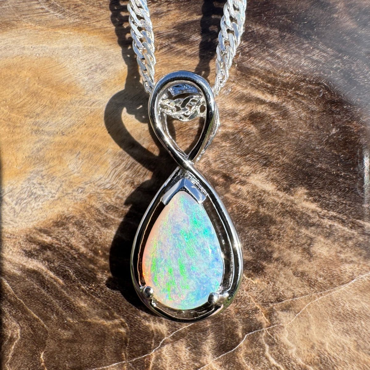 0.8ct Coober Pedy Opal Pendant Necklace ~ 'Fremantle Fresh' | 925 Sterling Silver | Solid Australian Opal