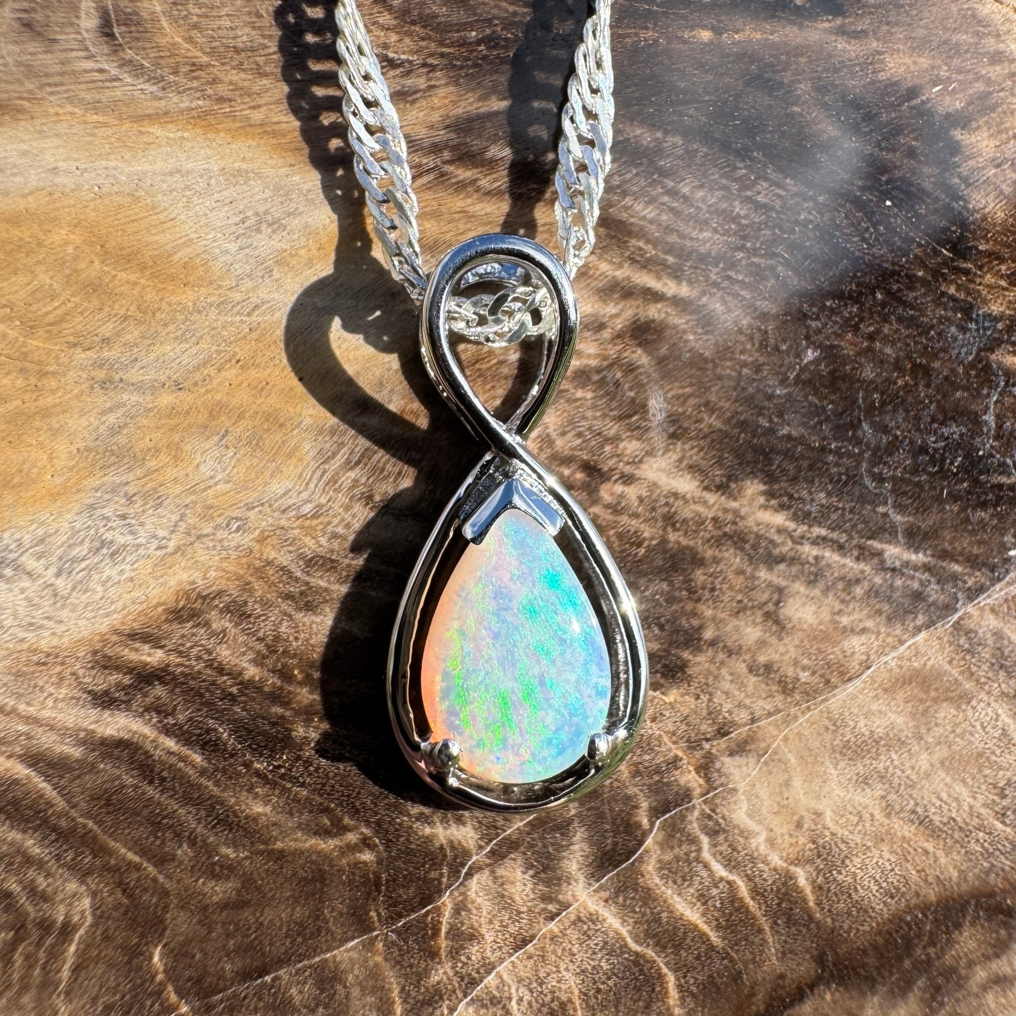 0.8ct Coober Pedy Opal Pendant Necklace ~ 'Fremantle Fresh' | 925 Sterling Silver | Solid Australian Opal