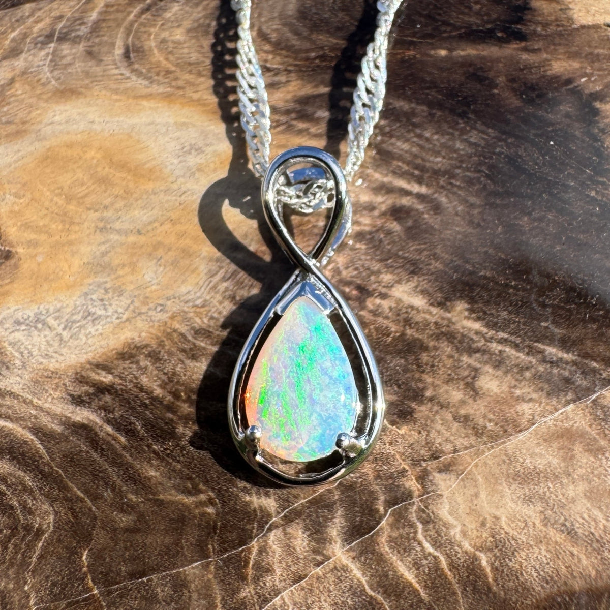 0.8ct Coober Pedy Opal Pendant Necklace ~ 'Fremantle Fresh' | 925 Sterling Silver | Solid Australian Opal