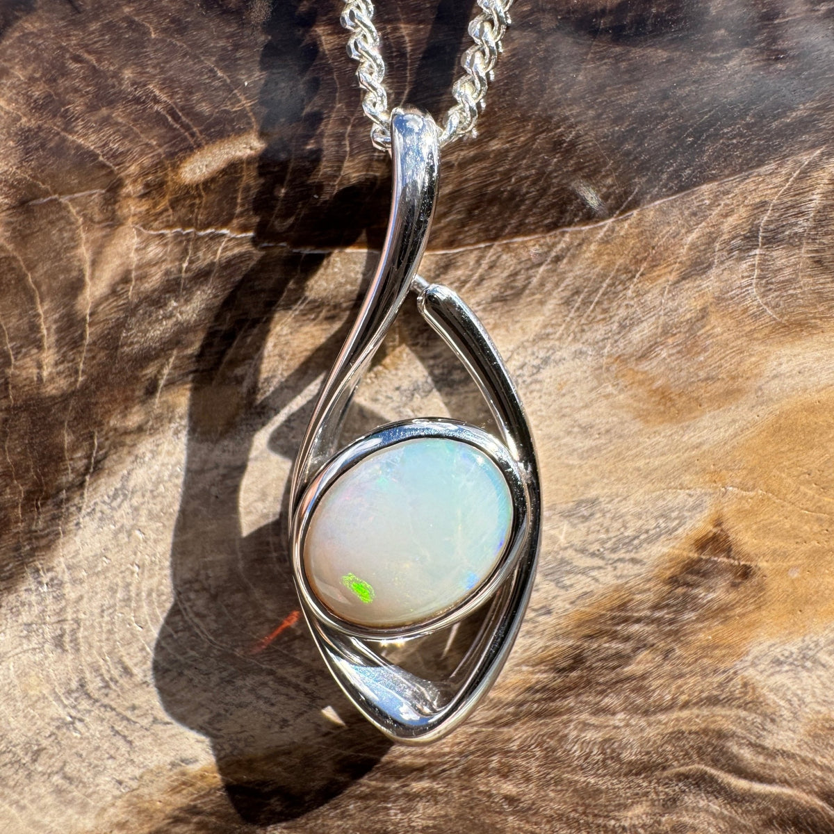 0.8ct Coober Pedy Opal Pendant Necklace ~ 'Kings Canyon Shadow' | 925 Sterling Silver | Solid Australian Opal