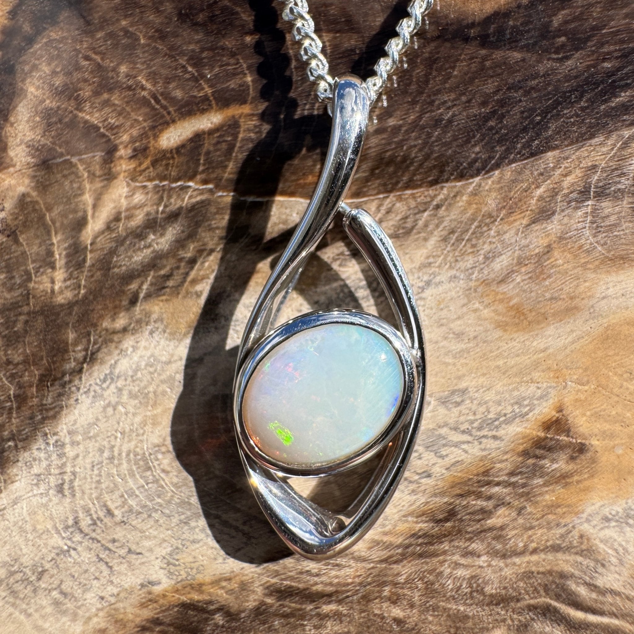 0.8ct Coober Pedy Opal Pendant Necklace ~ 'Kings Canyon Shadow' | 925 Sterling Silver | Solid Australian Opal