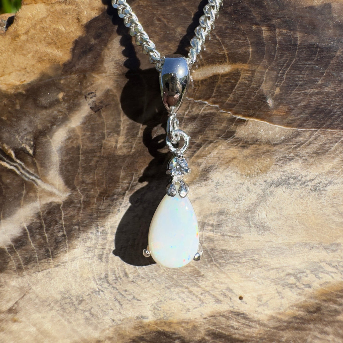 0.8ct Coober Pedy Opal Pendant Necklace ~ 'Lucky Bay Lustre ~' | 925 Sterling Silver | Solid Australian Opal