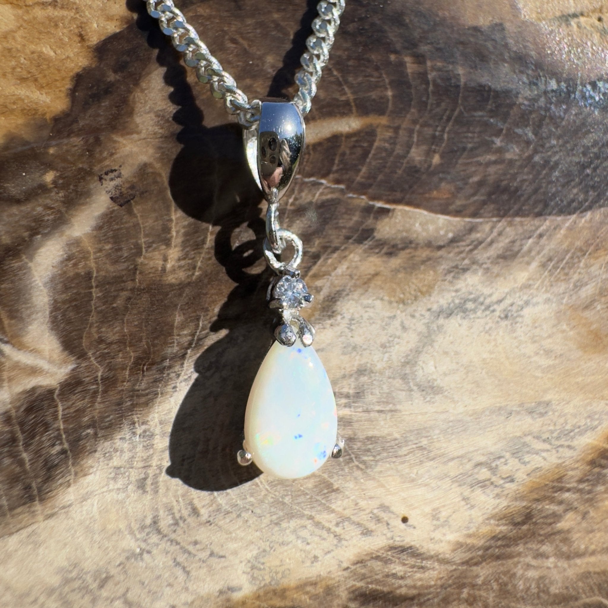 0.8ct Coober Pedy Opal Pendant Necklace ~ 'Lucky Bay Lustre ~' | 925 Sterling Silver | Solid Australian Opal