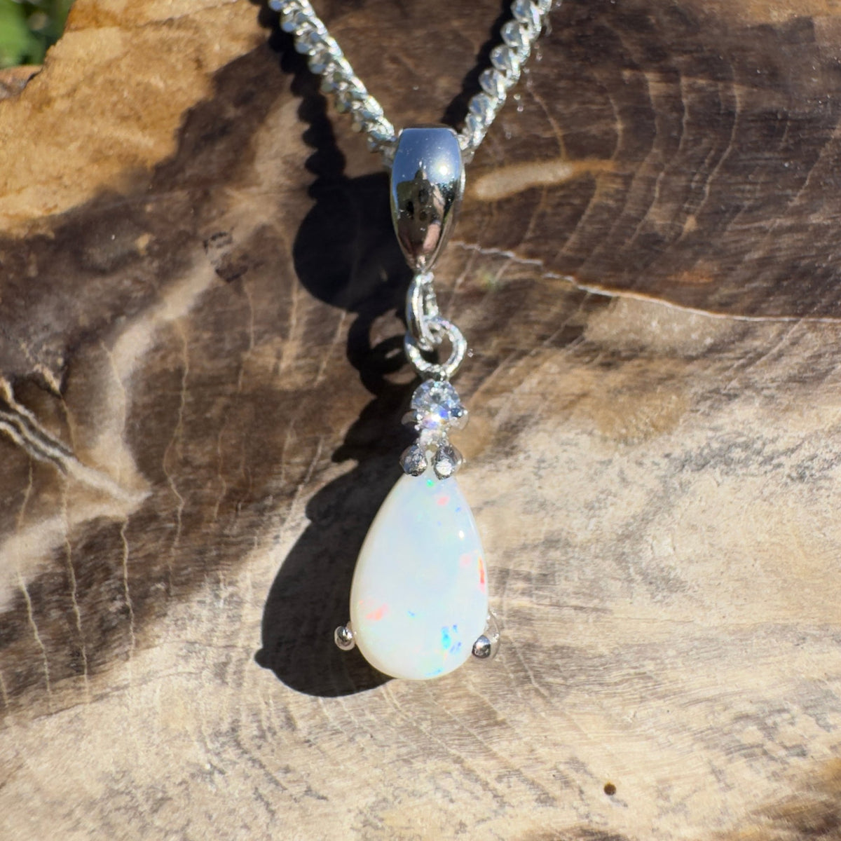 0.8ct Coober Pedy Opal Pendant Necklace ~ 'Lucky Bay Lustre ~' | 925 Sterling Silver | Solid Australian Opal